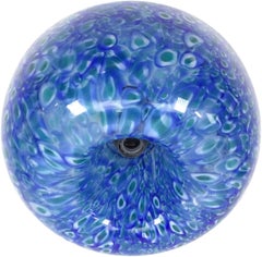 Mid-Century Modern Murano Art Glass Millefiori Blue Light Flush Ceiling Fixture