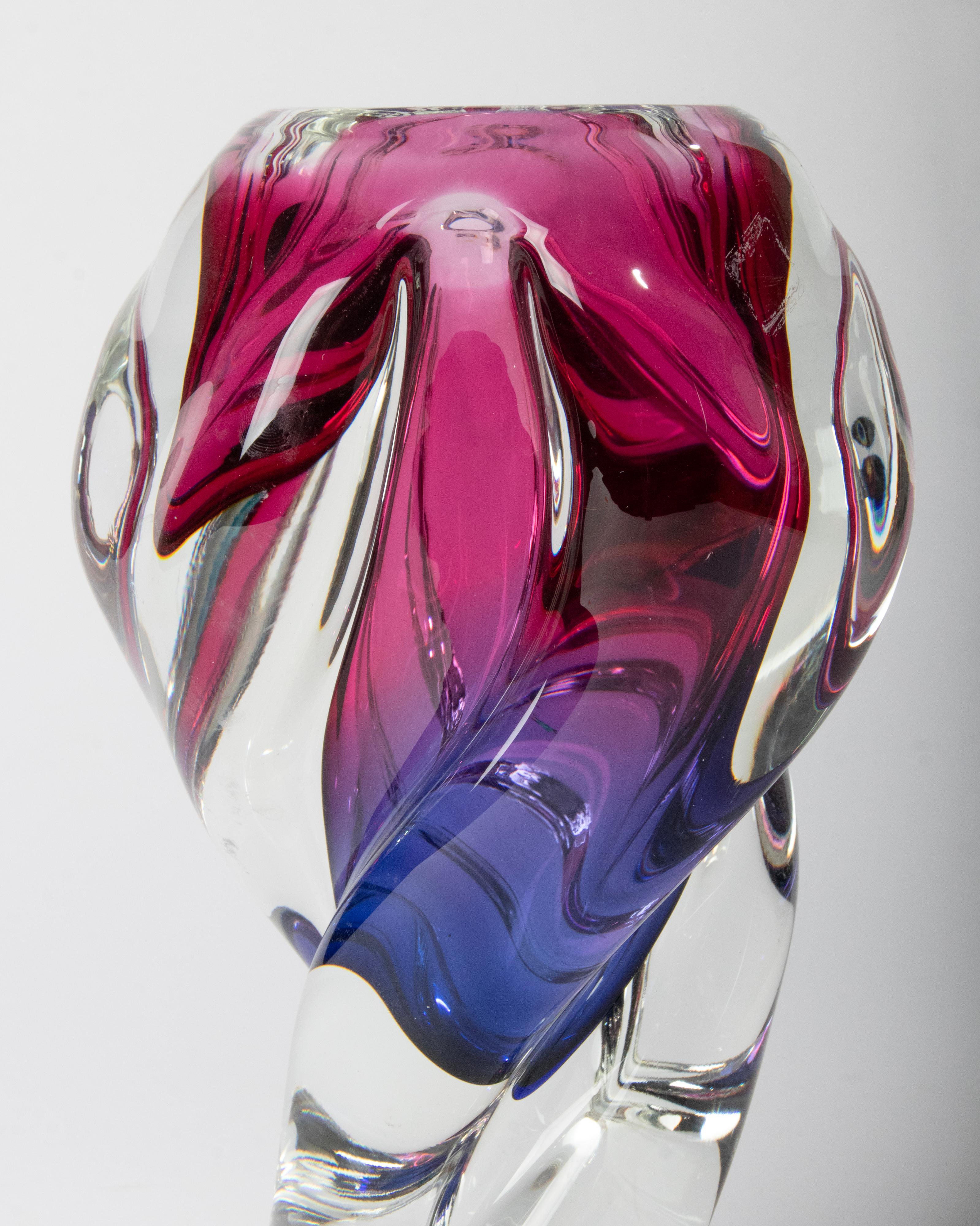 Hand-Crafted Mid Century Modern Murano Art Glass Vase