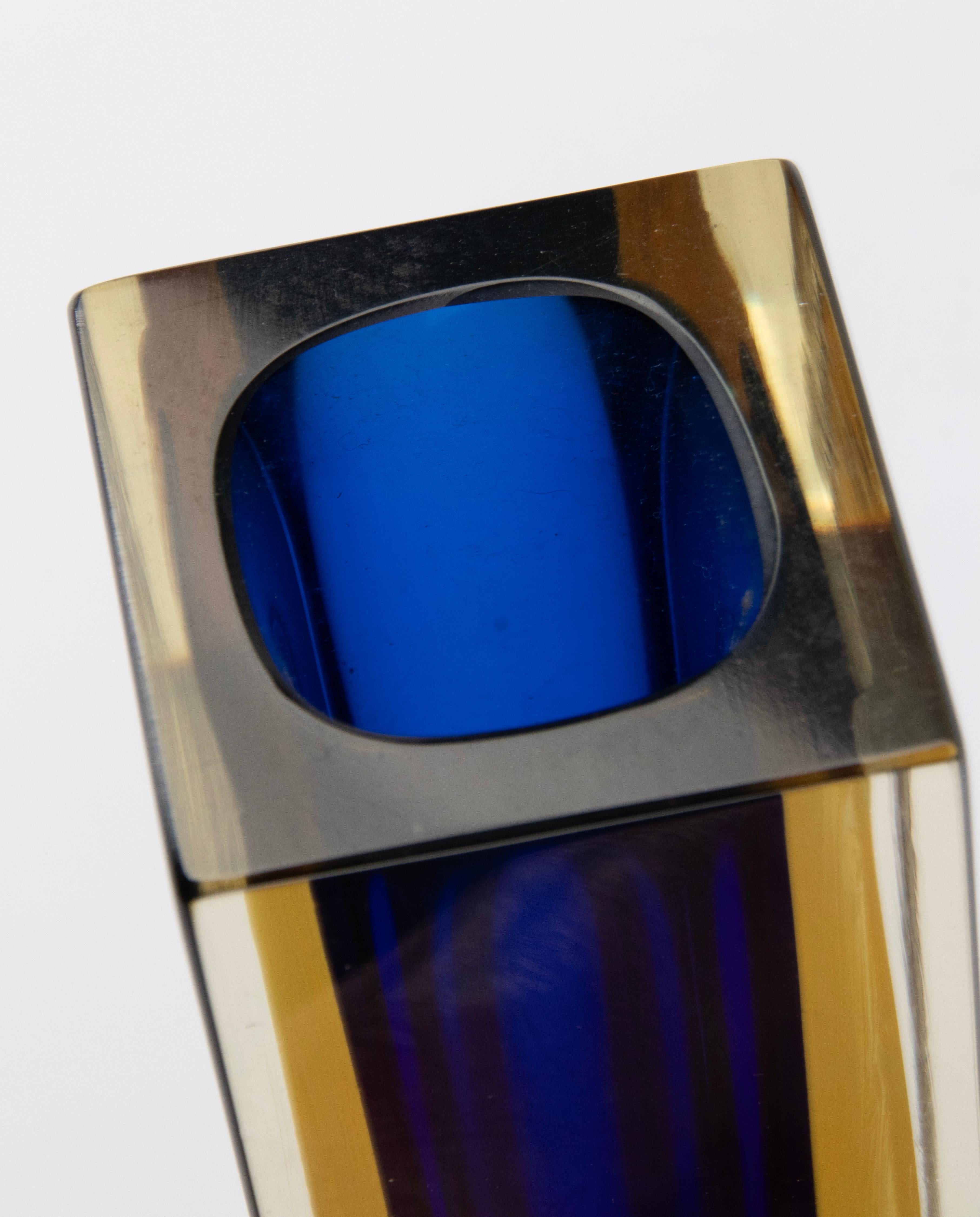 Moderne Murano-Kunstglasvase aus der Mitte des Jahrhunderts – Sommerso – Flavio Poli (Handgefertigt) im Angebot