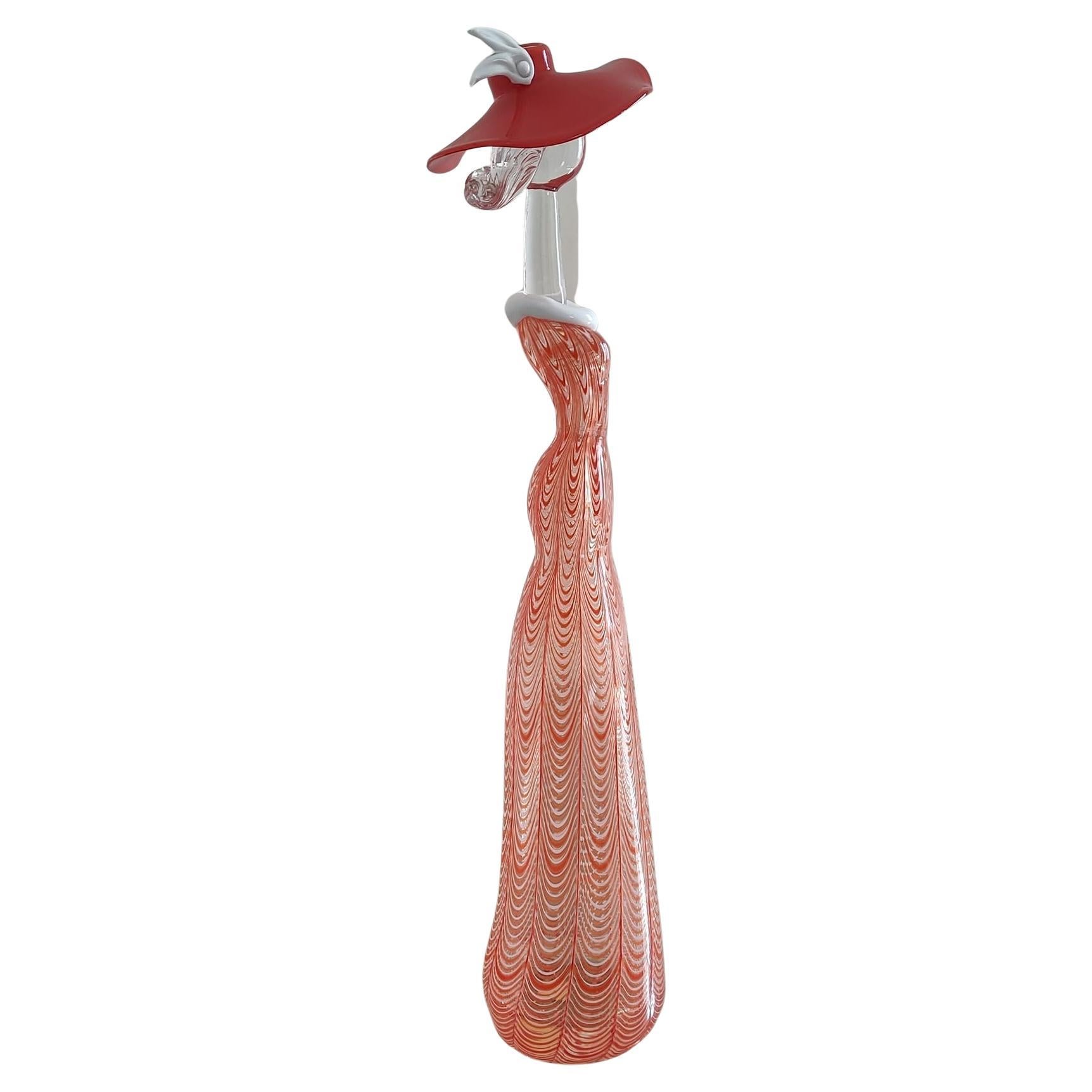 Escultura de mujer de cristal de murano moderno de mediados de siglo de Licio Zanetti Italia 1970