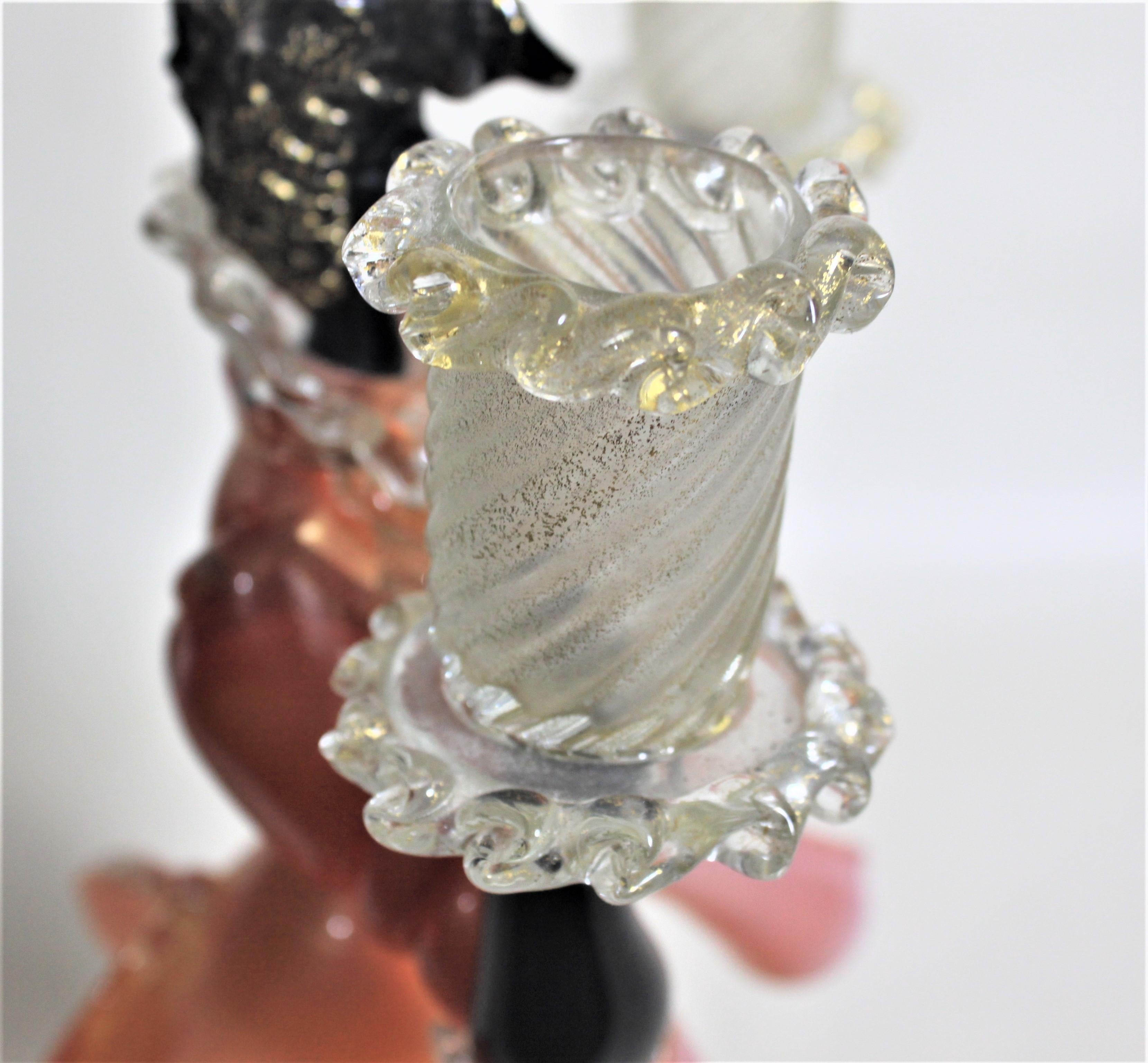 Mid-Century Modern Murano Barovier Art Glass Figural Double Candlestick For Sale 3