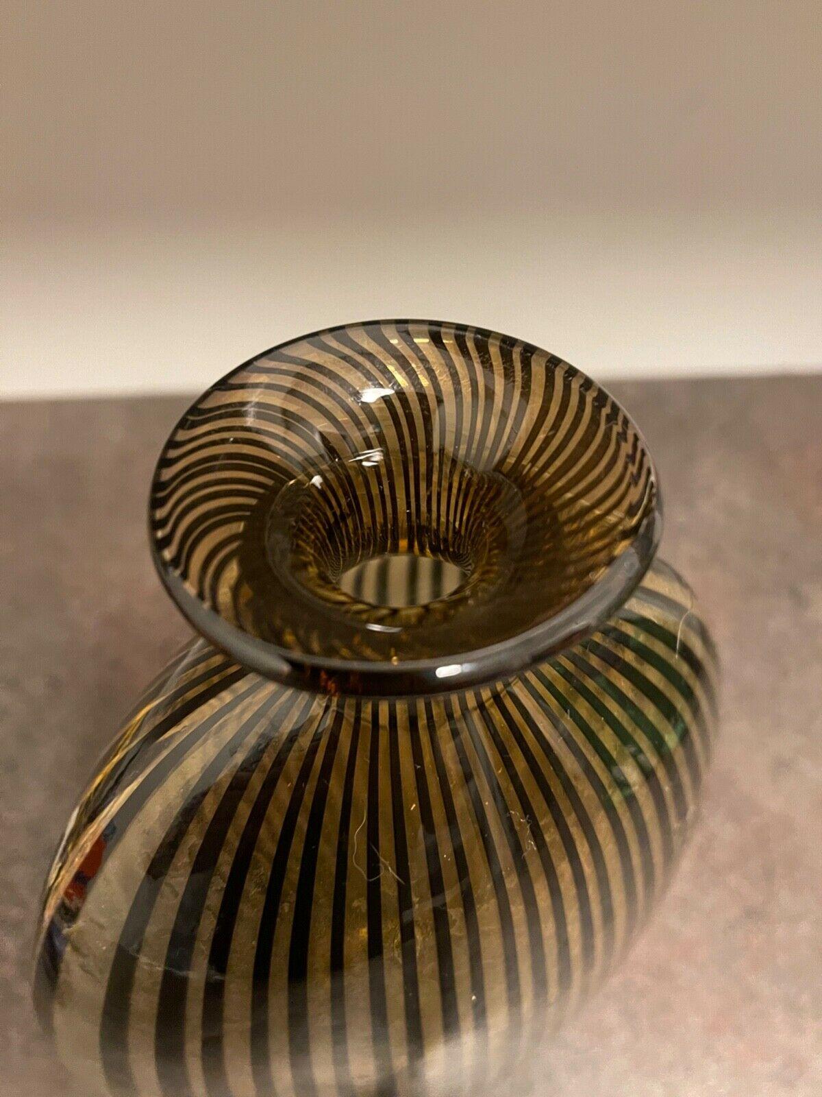 Mid-Century Modern Murano Black and Amber Art Glass Vase Italy, Circa 1950s 2