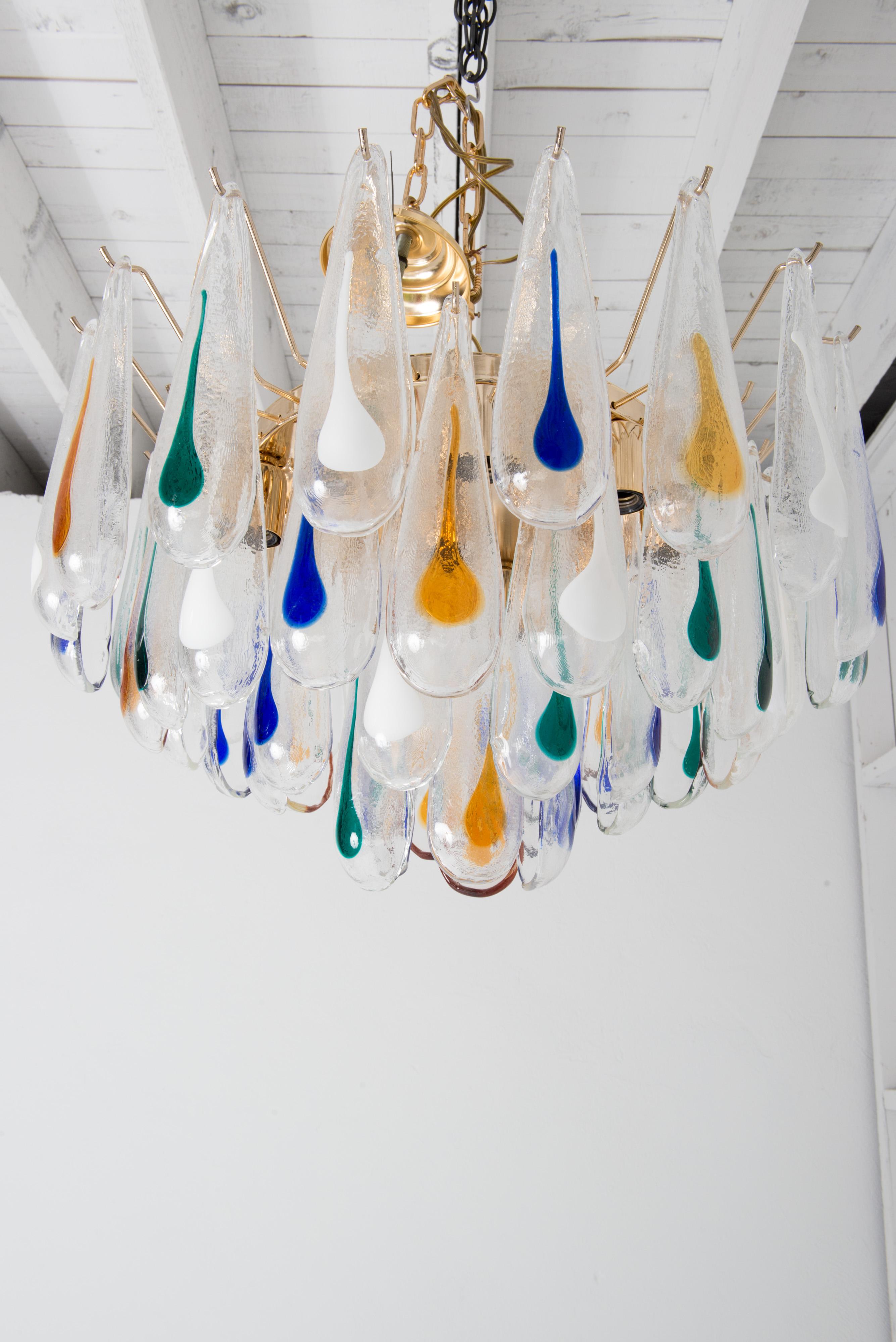 Italian Mid-Century Modern Murano Blown Glass Chandelier, 1960s For Sale