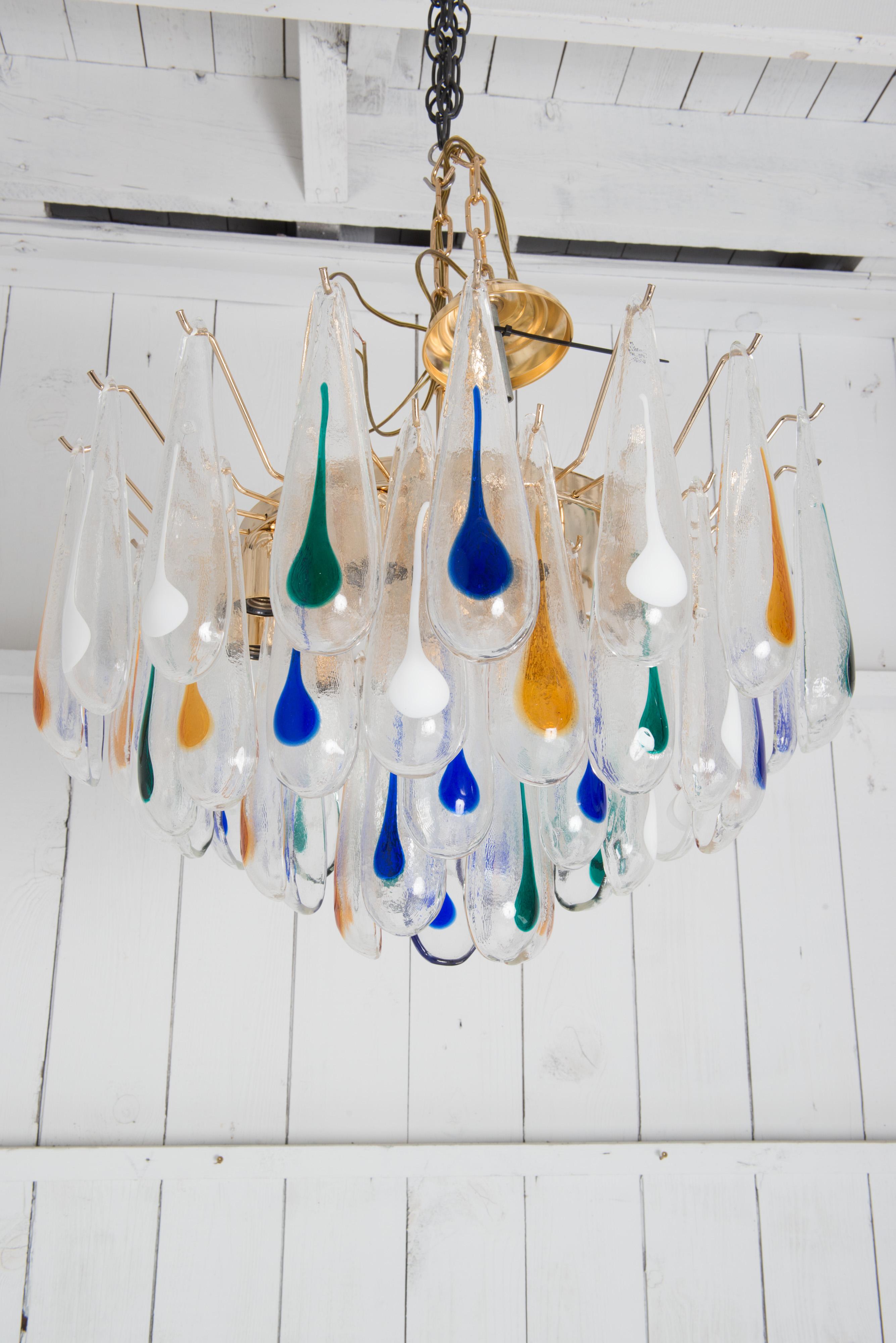 Mid-Century Modern Murano Blown Glass Chandelier, 1960s In Good Condition For Sale In Stamford, CT