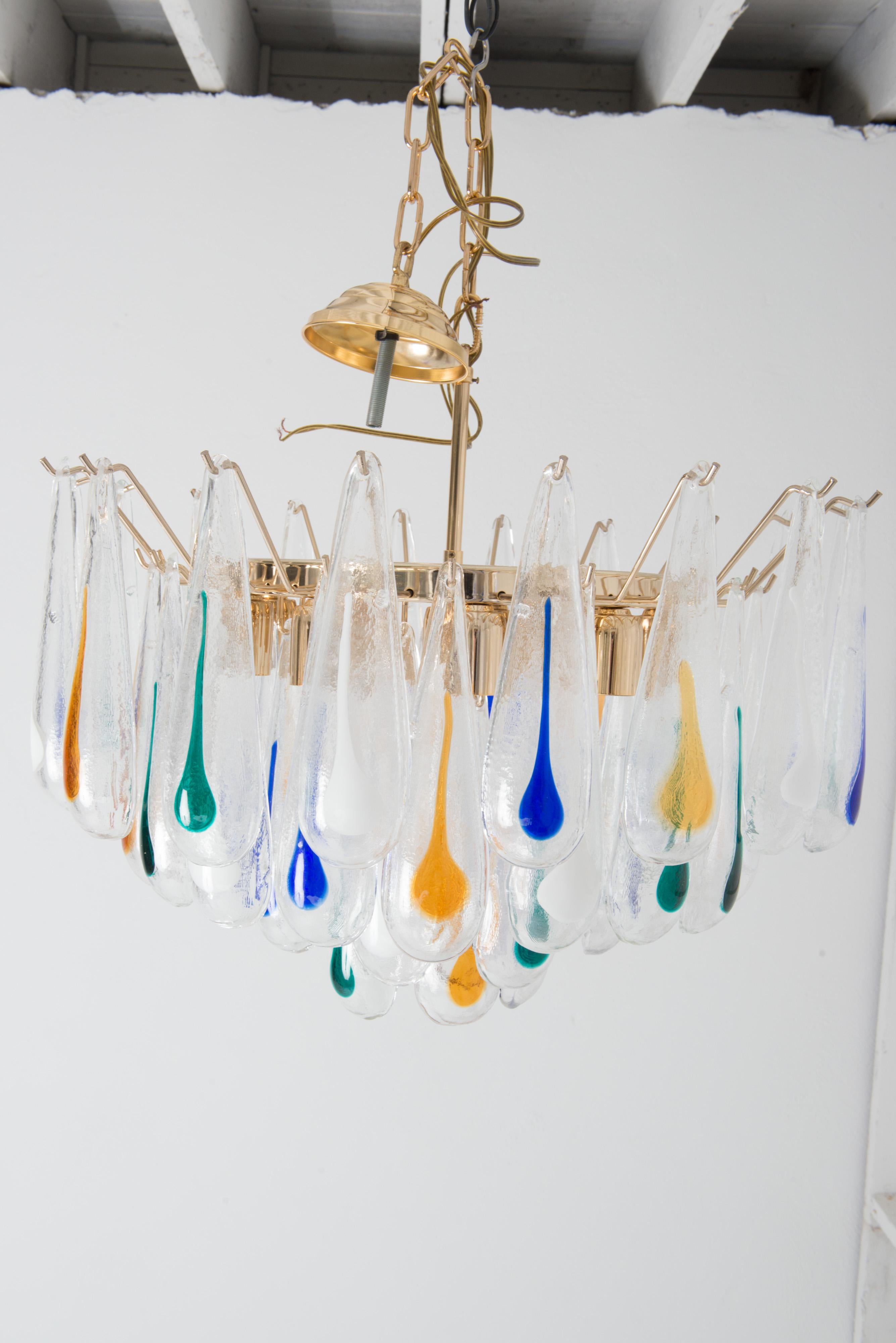Metà XX secolo Lampadario in vetro soffiato di Murano della metà del secolo scorso, 1960 in vendita