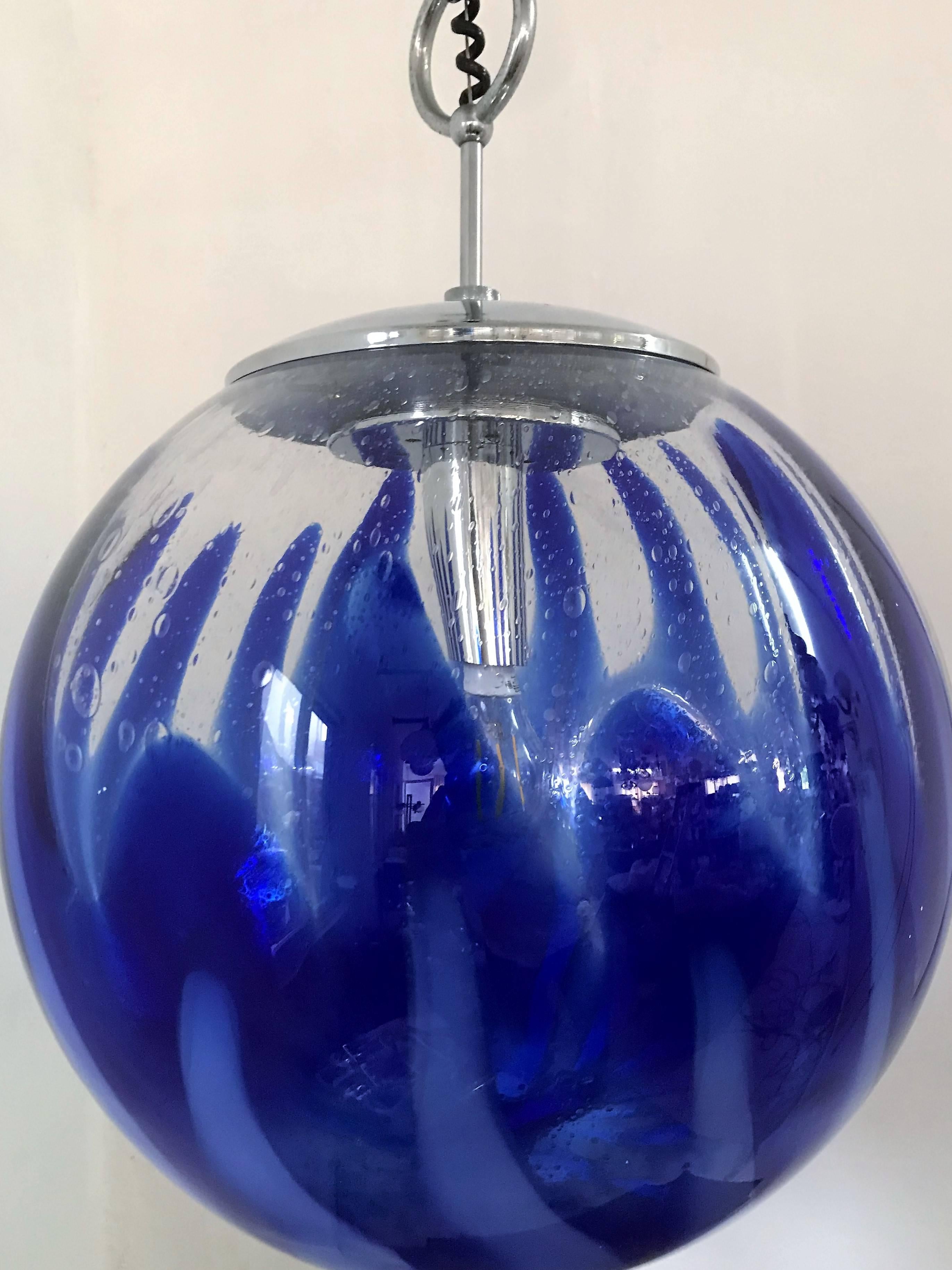 Mid-Century Modern Murano Blue Glass Sphere Chandelier by Mazzega, circa 1970 1