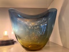 Mid-Century Modern Murano Blue to Yellow Sommerso Glass Vase by Alfredo Barbini