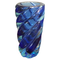 Mid Century Modern, Murano Blue Vase, Doppio Ritorto Amazing Technique. 