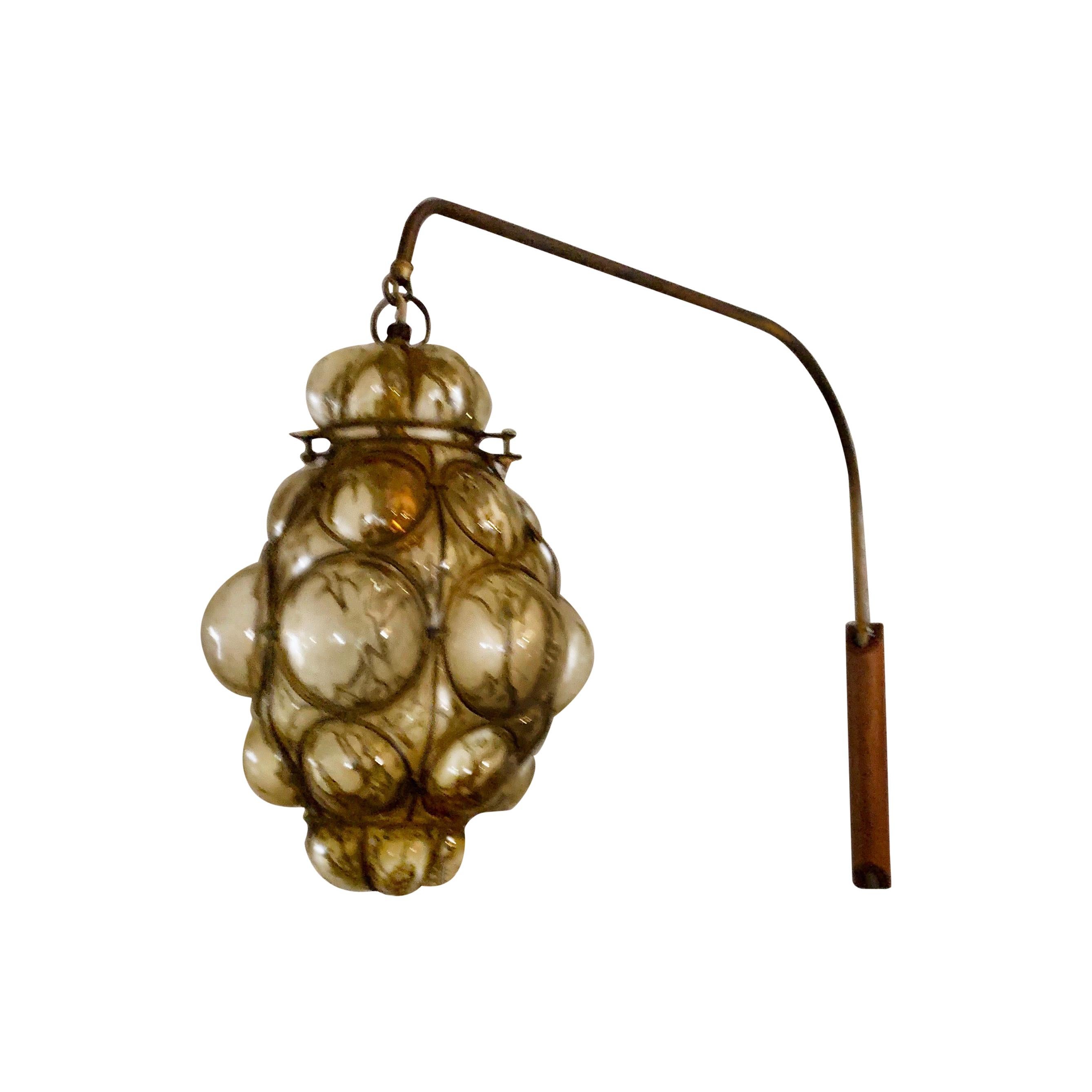 Mid-Century Modern Murano Caged Glass Wall Light, Sconce, Reading Lamp, 1960s