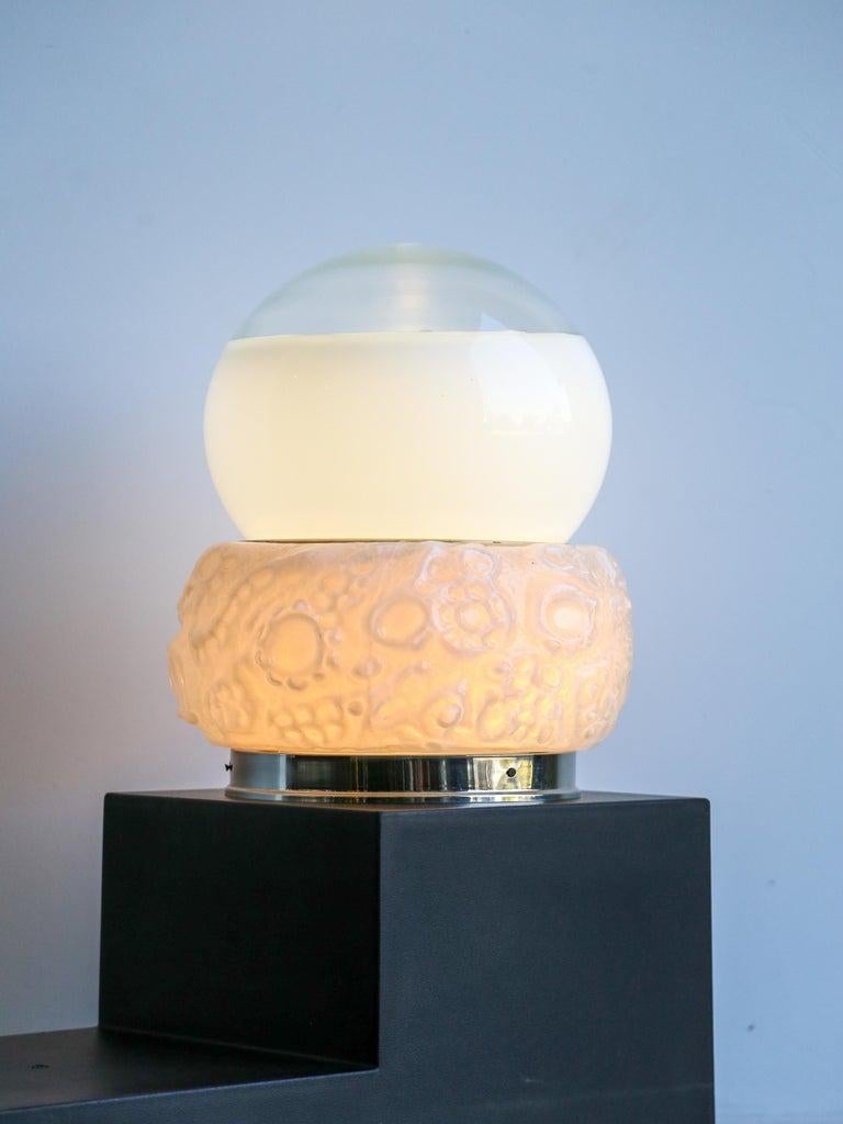 Mid-Century Modern Murano & Chrome Osso Table Lamp by Mazzega For Sale