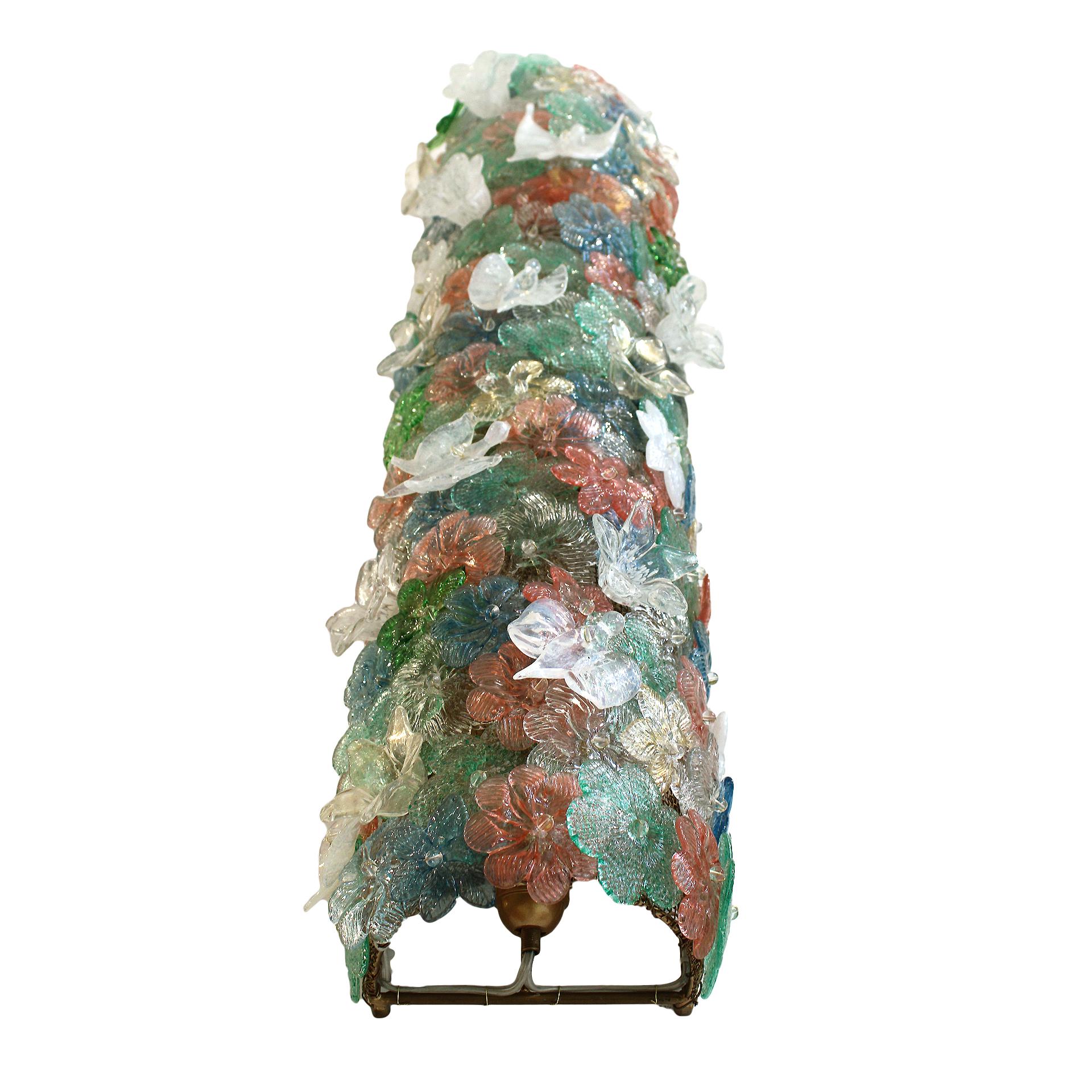 Apliques italianos de cristal de Murano de mediados de siglo con motivos florales Moderno de mediados de siglo en venta