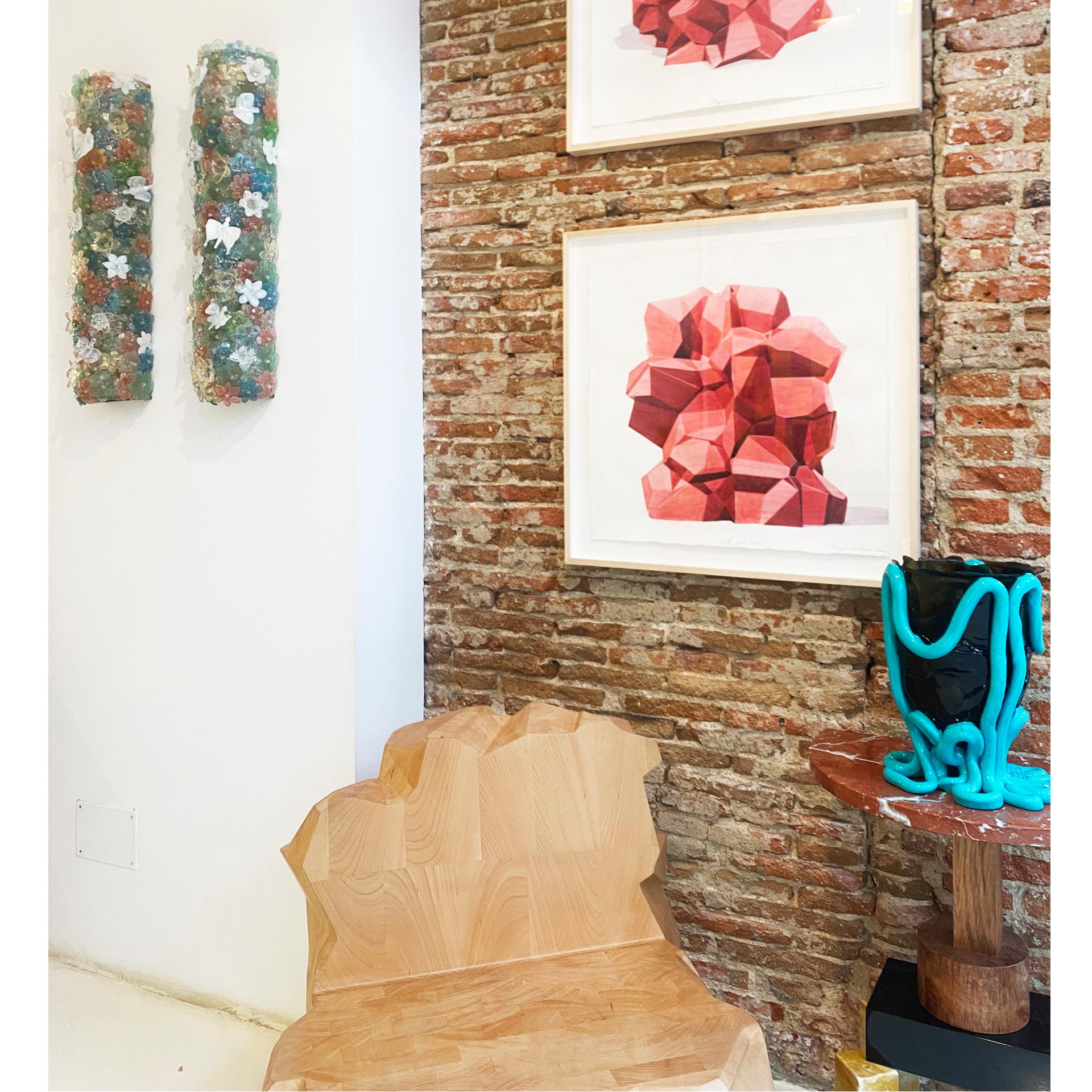 Apliques italianos de cristal de Murano de mediados de siglo con motivos florales en venta 1