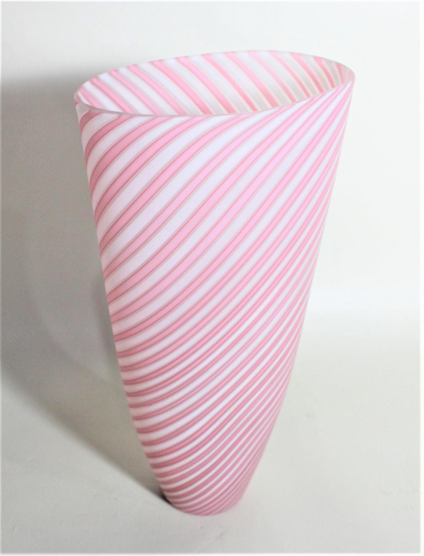 pink and white striped vase