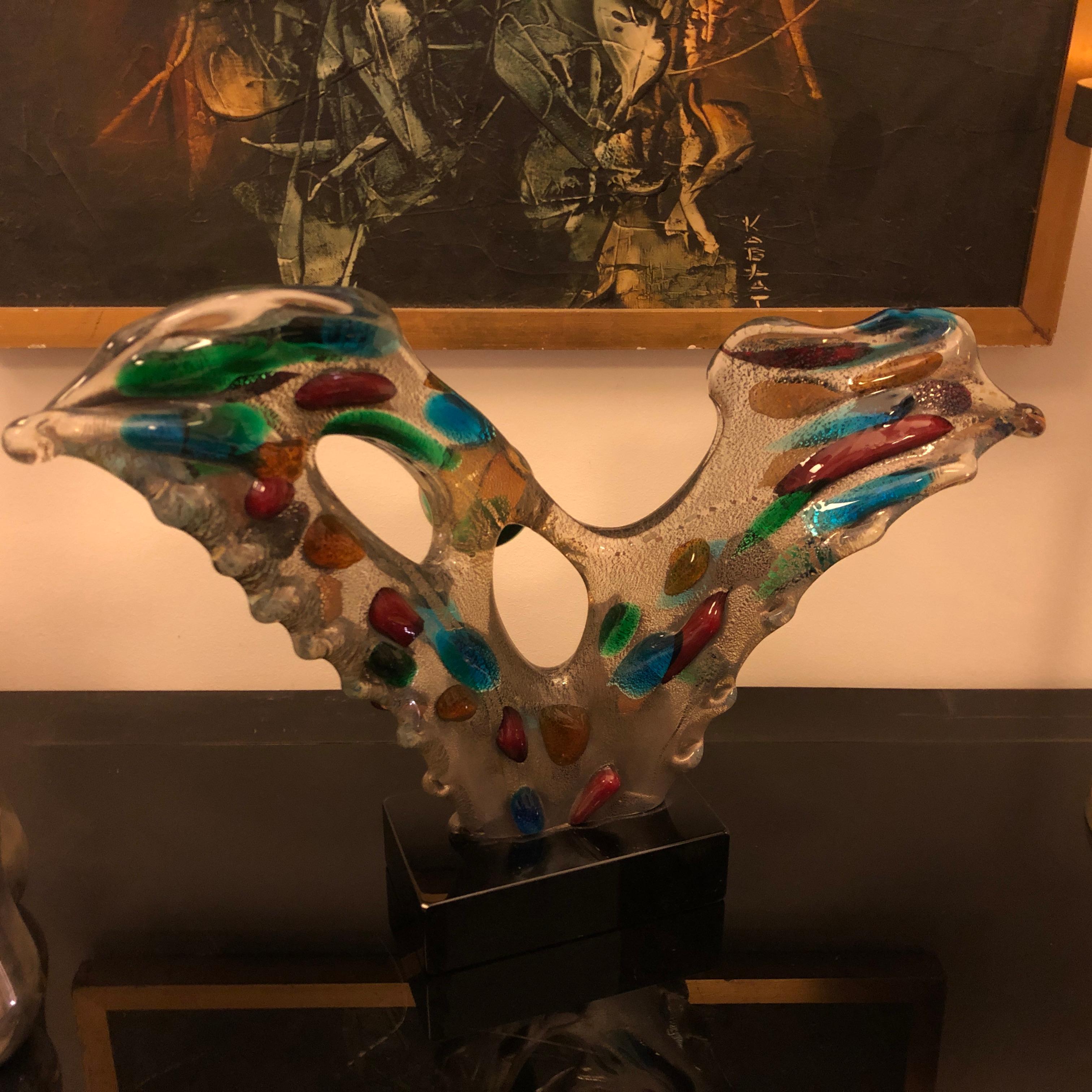 Hand-Crafted Mid-Century Modern Murano Glass Abstract Sculpture by Cadoni, circa 1970