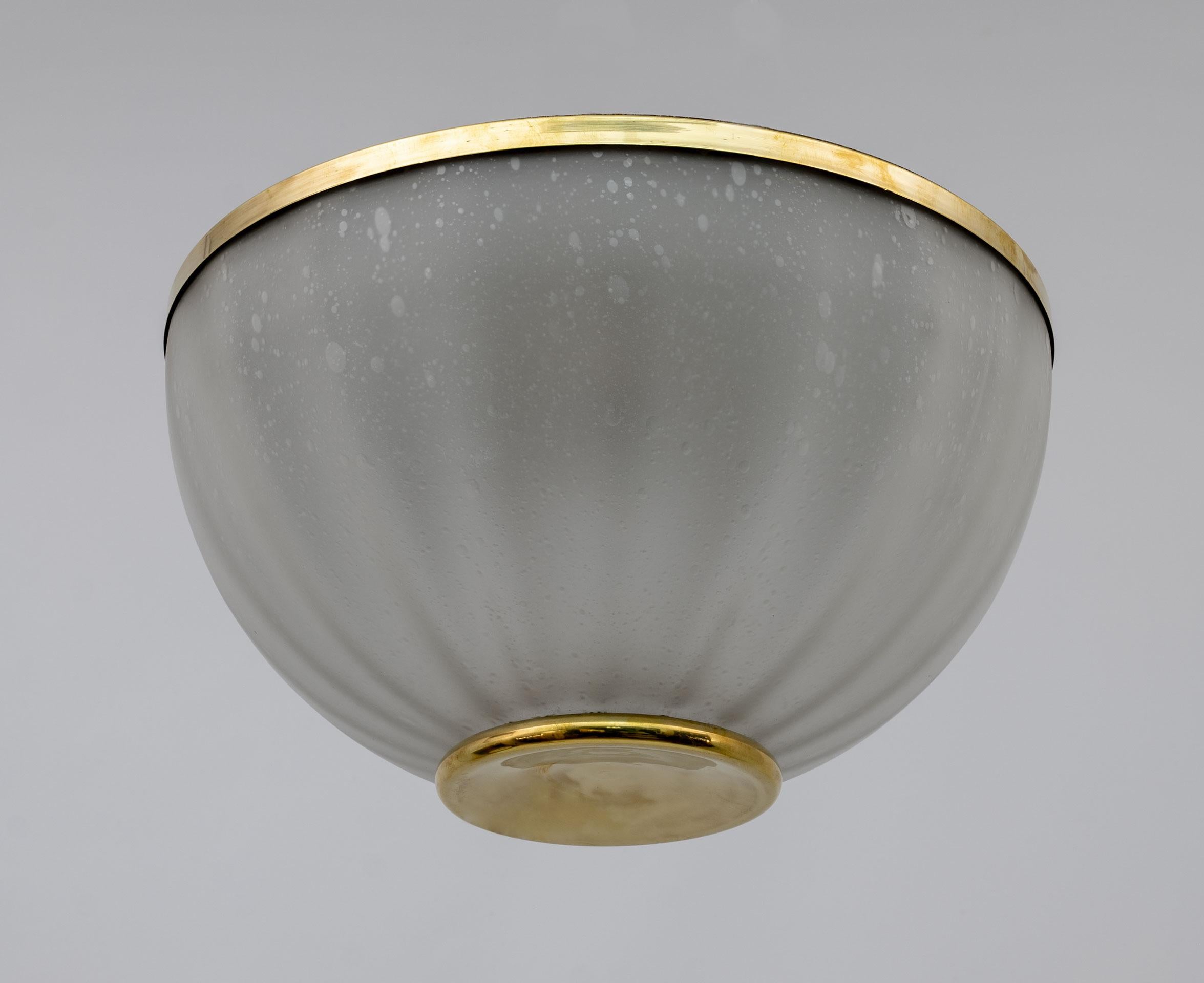 1970s ceiling lights in brass and Murano glass 