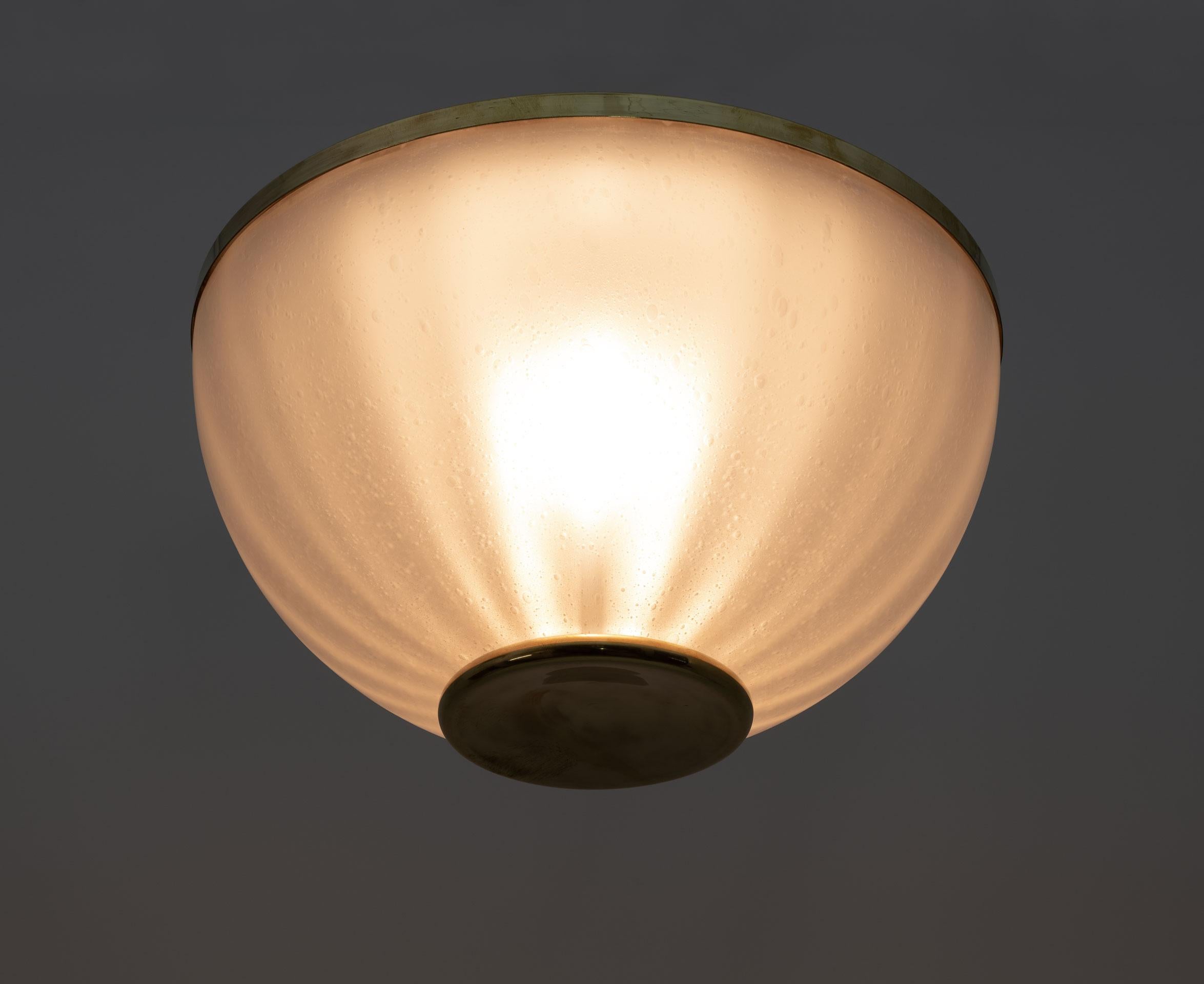 Mid-Century Modern Mid-century Modern Murano Glass and Brass Ceiling Light, 1970s For Sale