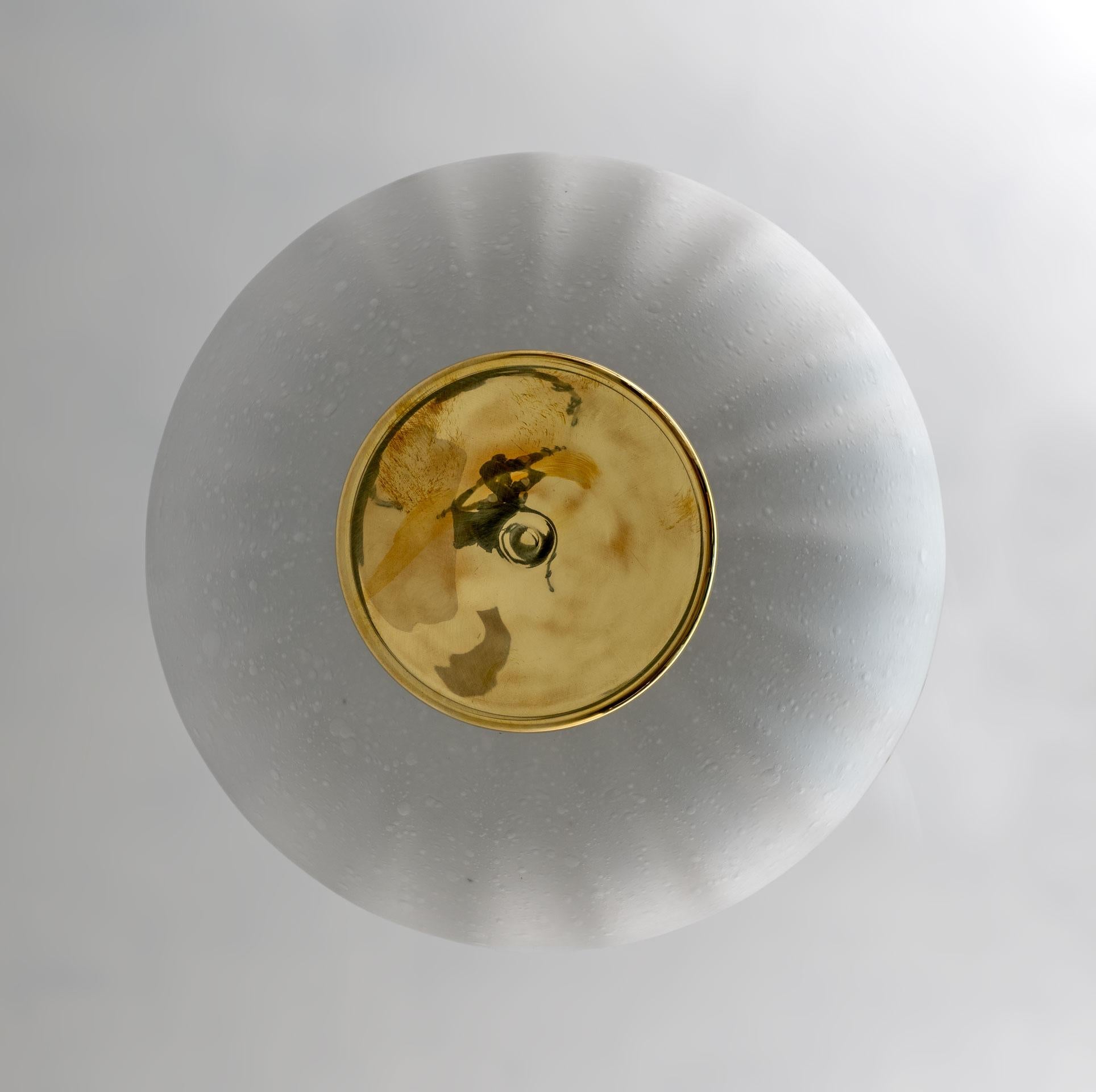 Late 20th Century Mid-century Modern Murano Glass and Brass Ceiling Light, 1970s For Sale