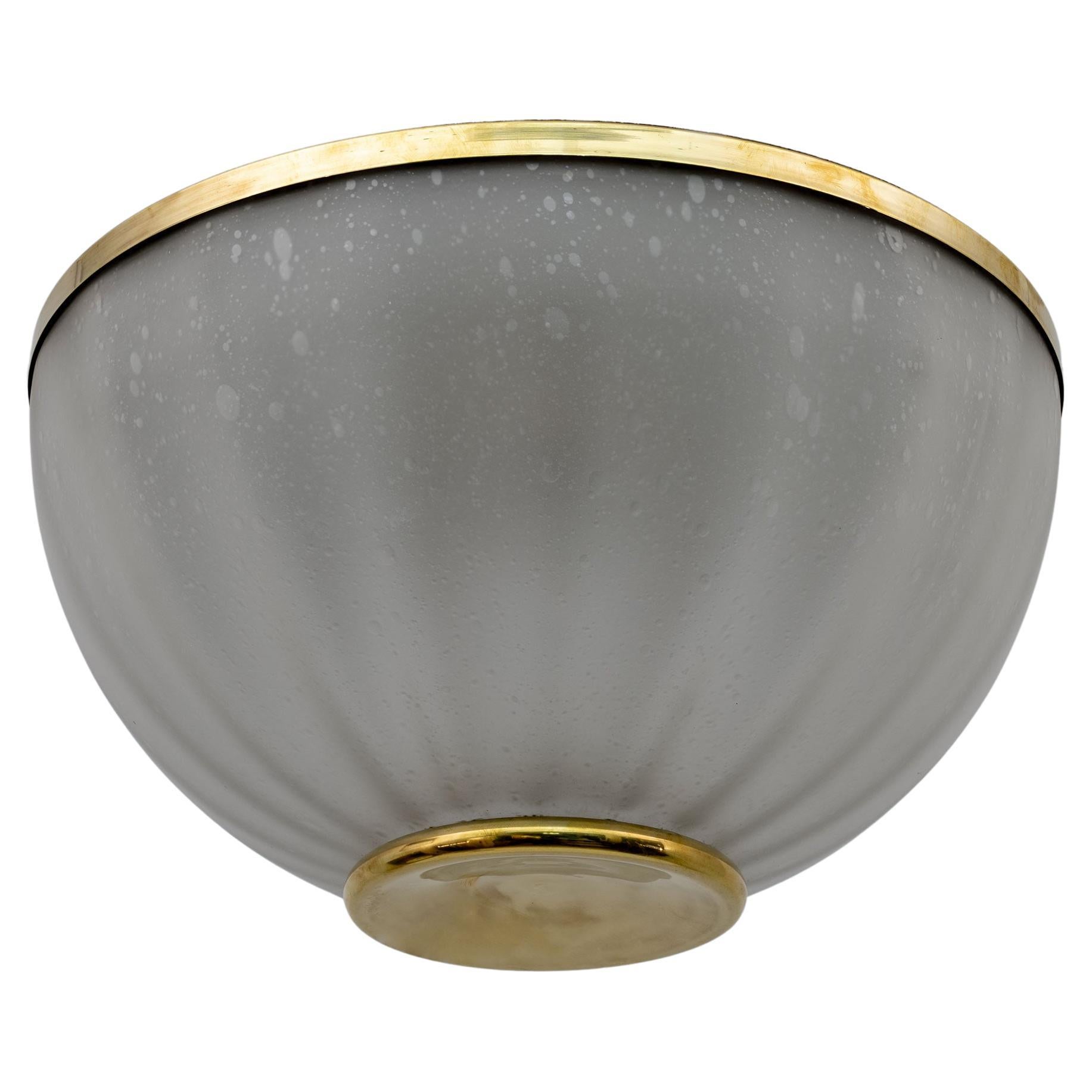 Mid-century Modern Murano Glass and Brass Ceiling Light, 1970s For Sale