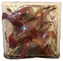 Mid-Century Modern Murano Glass and Brass Ceiling Light by La Murrina circa 1960