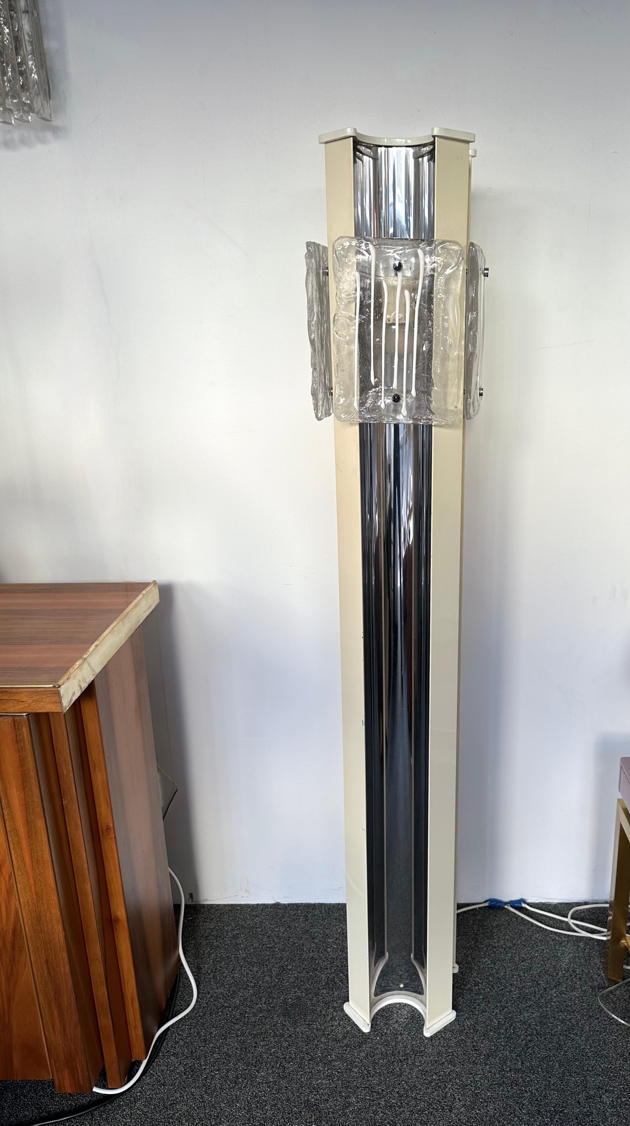 Mid-Century Modern Murano Glass and Metal Floor Lamp by Esperia, Italy, 1970s For Sale 5