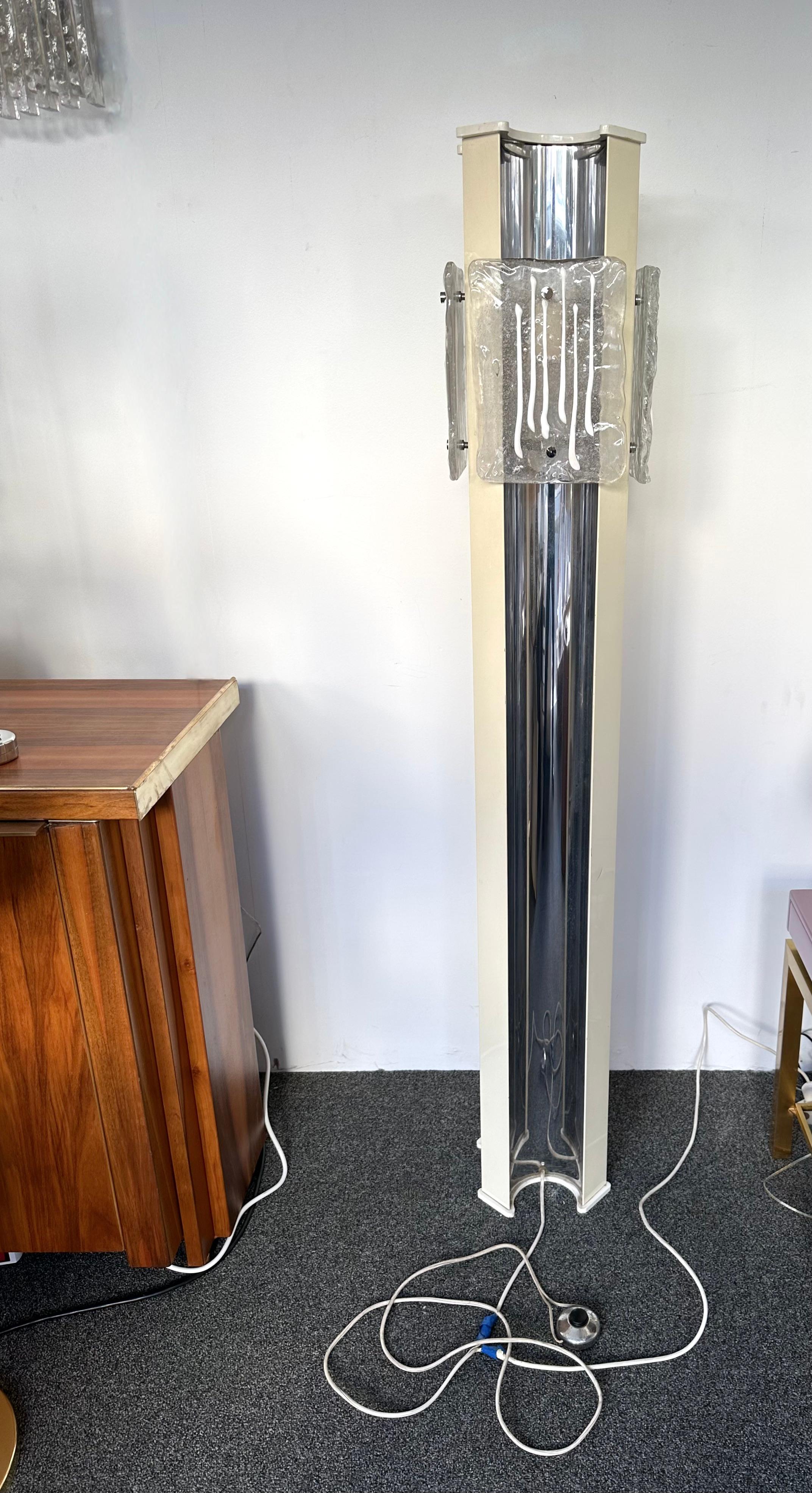 Mid-Century Modern Murano Glass and Metal Floor Lamp by Esperia, Italy, 1970s For Sale 7