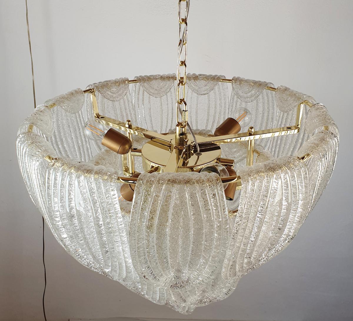 Murano Glass Mid Century Modern Chandelier Mazzega style  4