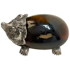 Mid-Century Modern Murano Glass and Silver Italian Hedgehog Sculpture, 1970s