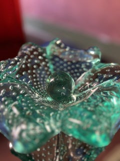 Mid Century Modern Murano Glass Ashtray in green Glass Italy 1960s