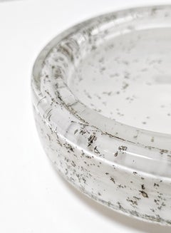 Mid Century Modern Murano Glass Ashtray in White Bubble Glass, Italy 1970s