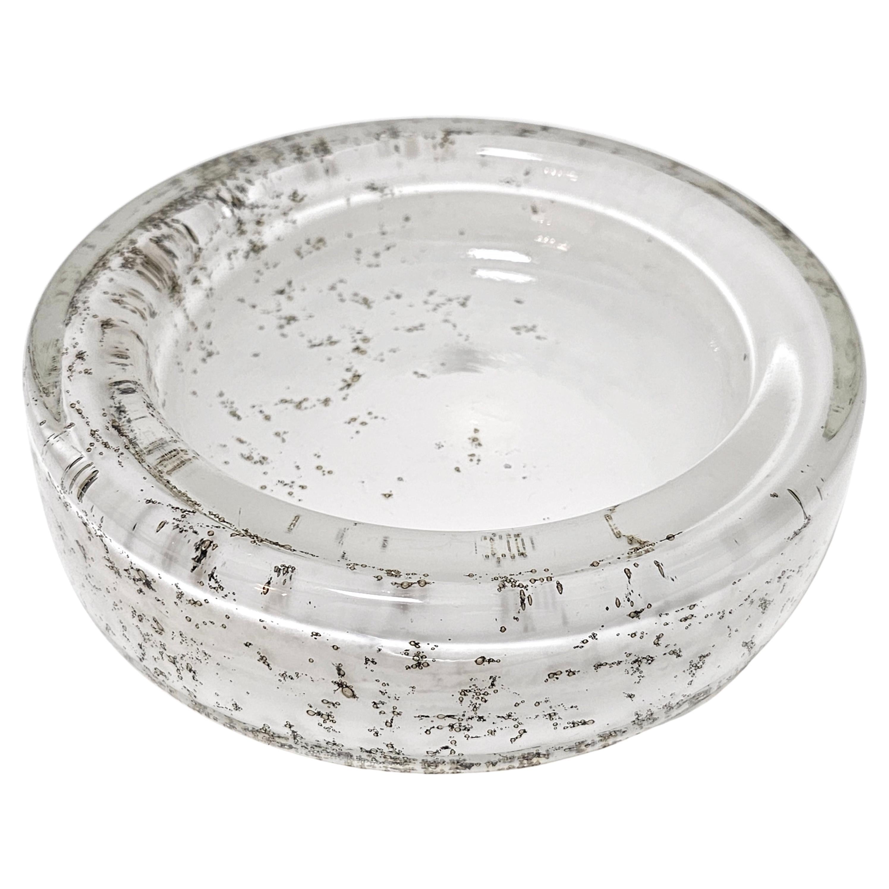 Mid Century Modern Murano Glass Ashtray in White Bubble Glass, Italy 1970s For Sale