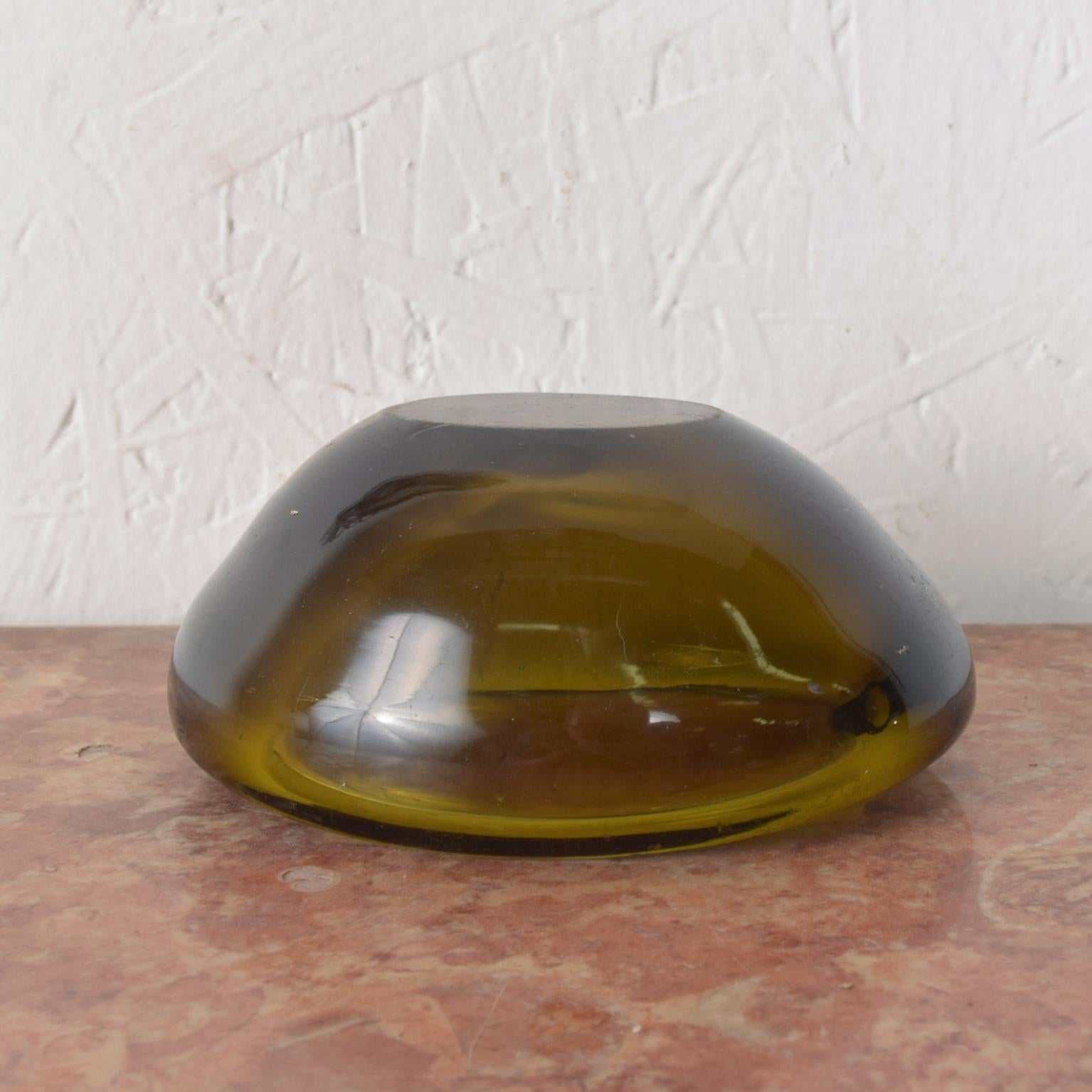 Italian 1960s Murano Glass Ashtray Aqua Venini