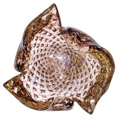 Mid-Century Modern Murano Glass Barovier 
Toso Gold Polveri 
Bullicante Bowl