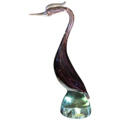 Mid-Century Modern Murano Glass Bird Attributed to Seguso, circa 1960