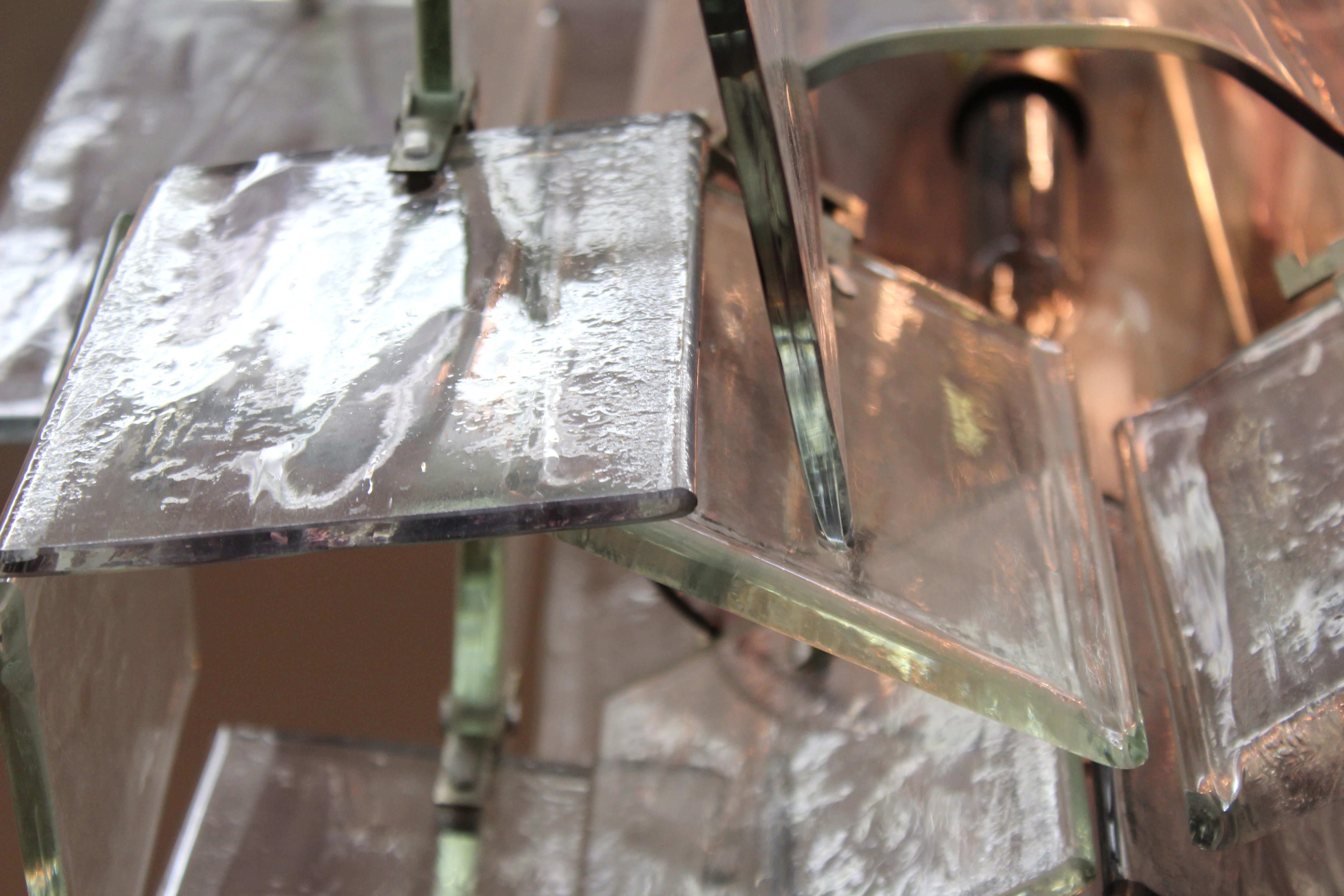 Mid-Century Modern Murano Glass Block Chandeliers Attributed To Mazzega 8