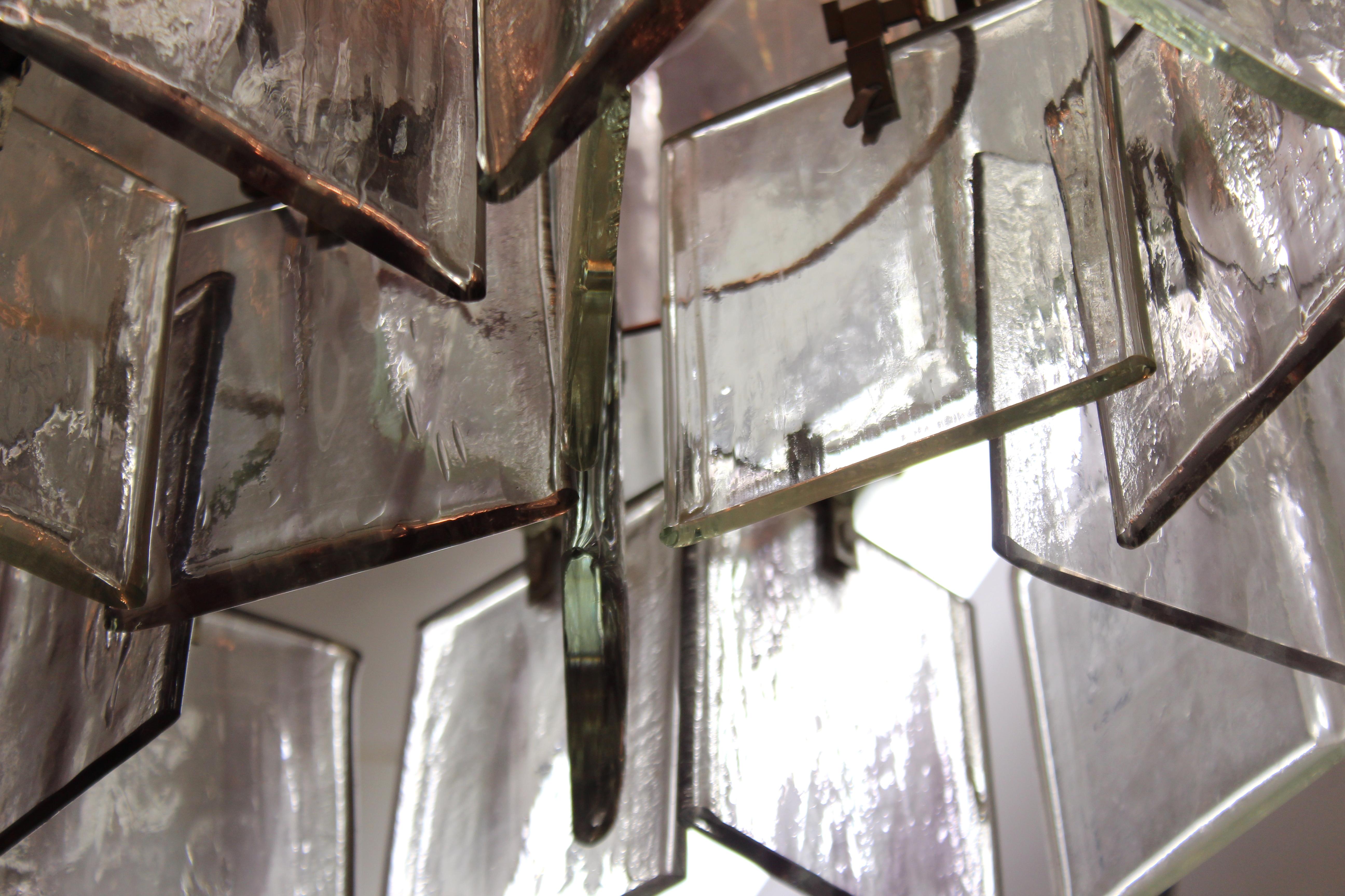 Mid-Century Modern Murano Glass Block Chandeliers Attributed To Mazzega 1