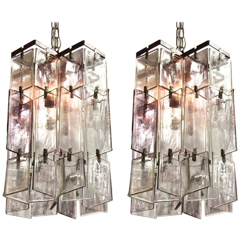 Murano glass-block pendants attributed to Angelo Vittorio Mazzega, 1970s, offered by Showplace Antique + Design Center