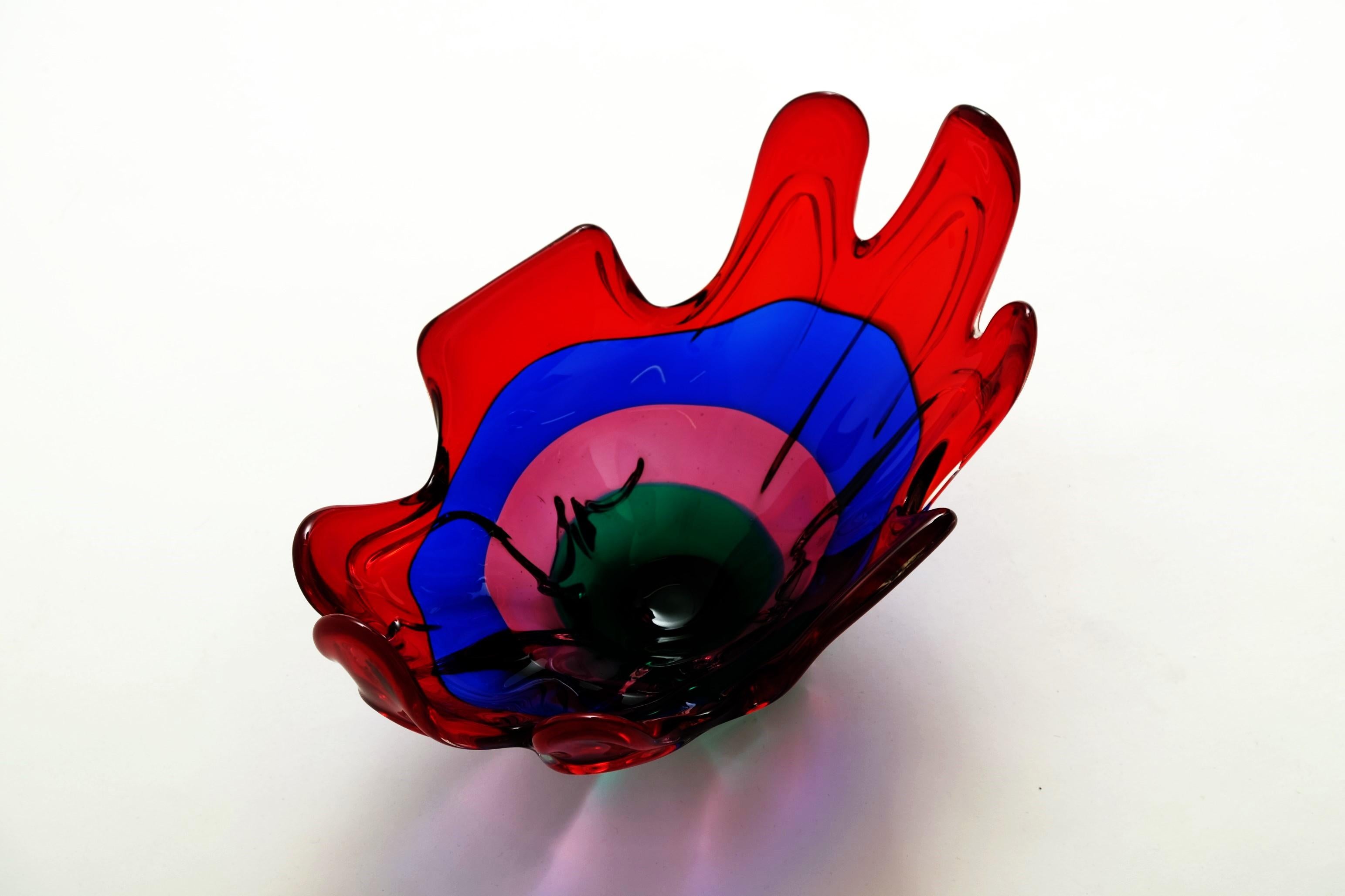 Verre de Murano Coupe en verre de Murano moderne du milieu du siècle, attribuée à Fulvio Bianconi, Italie, années 1950 en vente