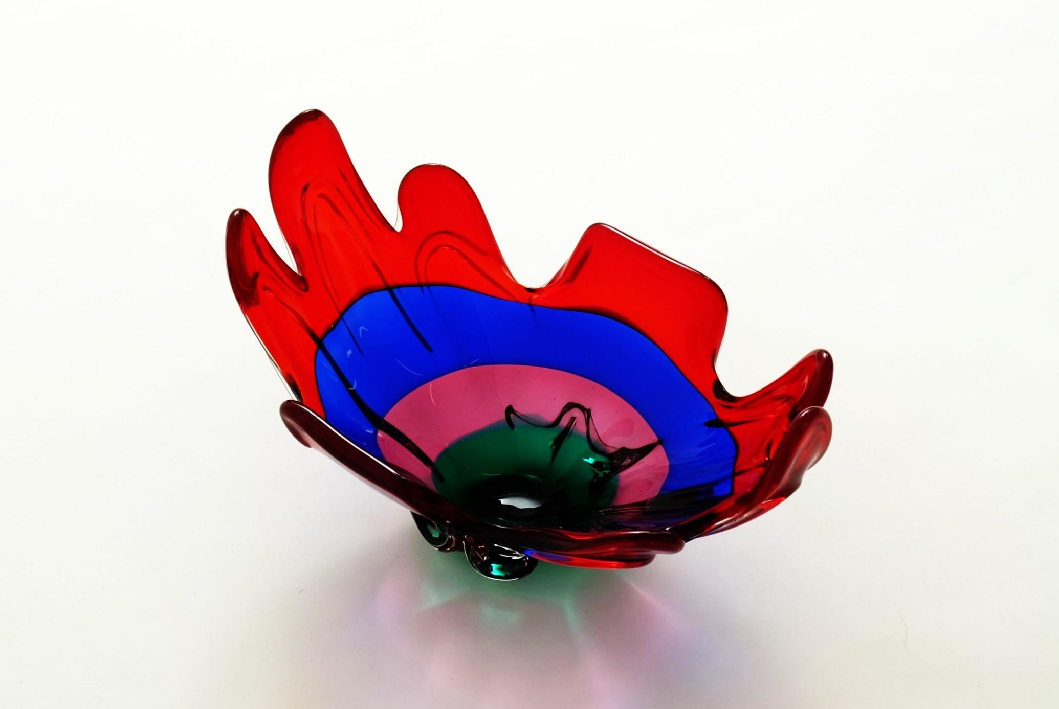 Coupe en verre de Murano moderne du milieu du siècle, attribuée à Fulvio Bianconi, Italie, années 1950 en vente 3