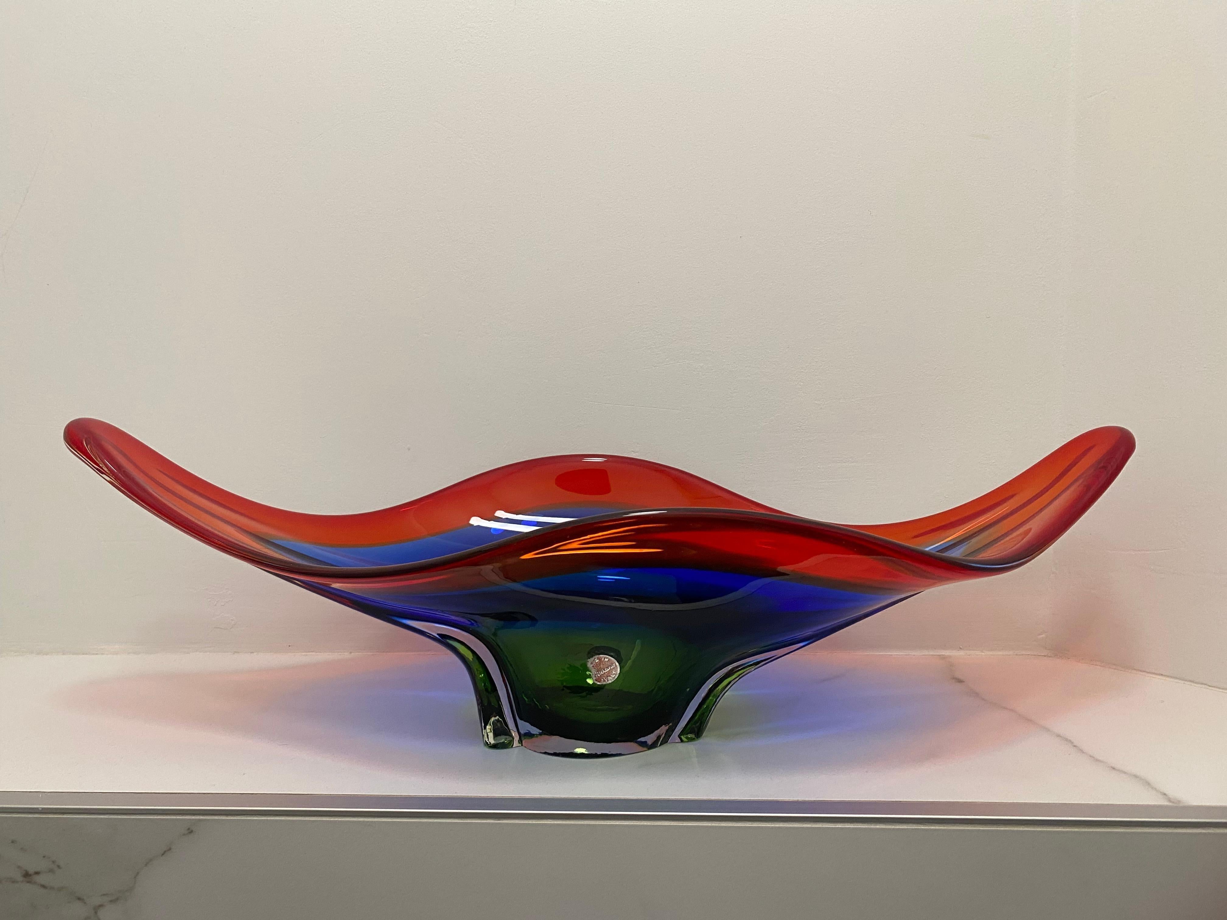 Moderne Murano-Glasschale aus der Mitte des Jahrhunderts (Muranoglas) im Angebot