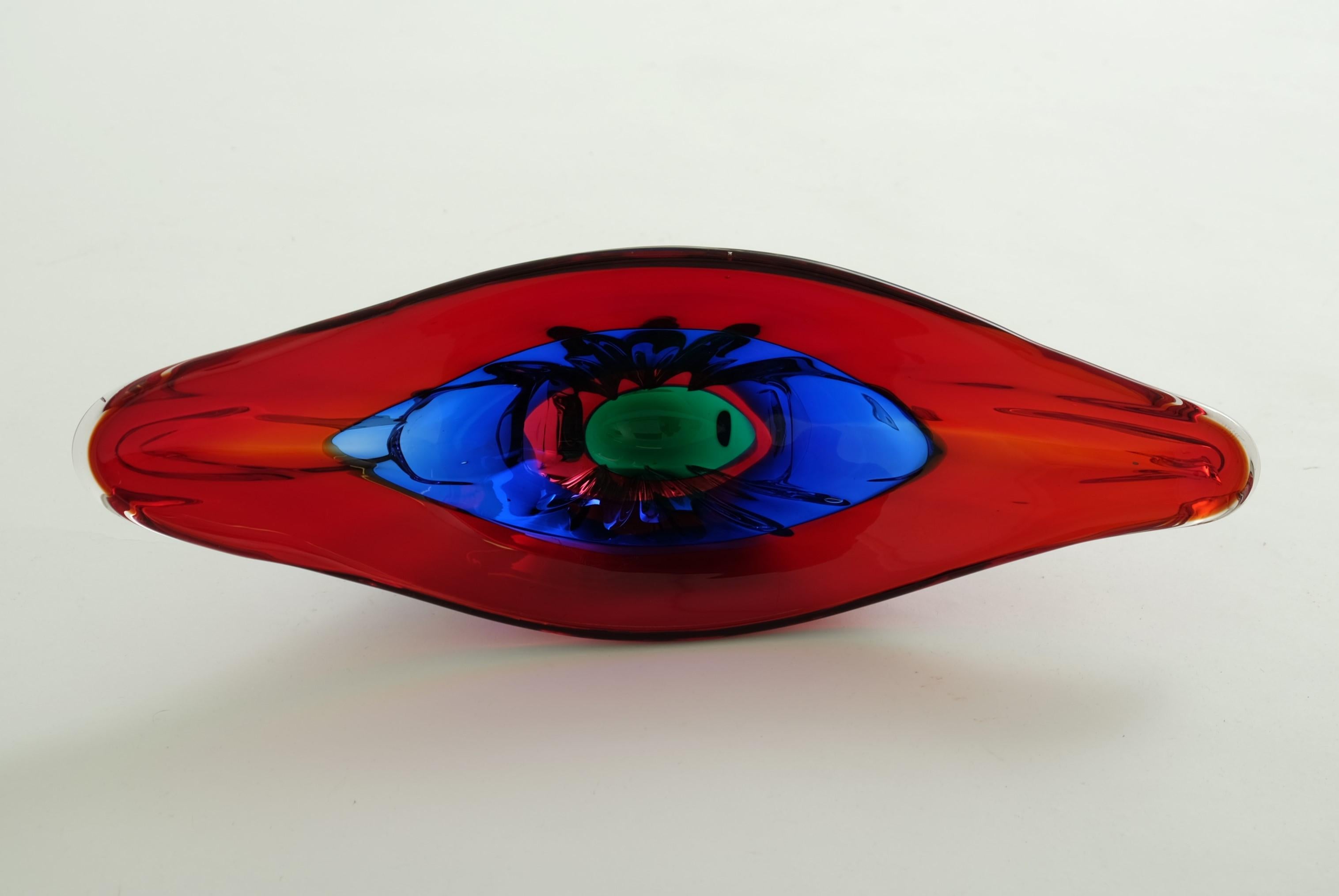 Mid Century Modern Murano Glass Bowl Attributed To Fulvio Bianconi, Italy 1950s For Sale 7
