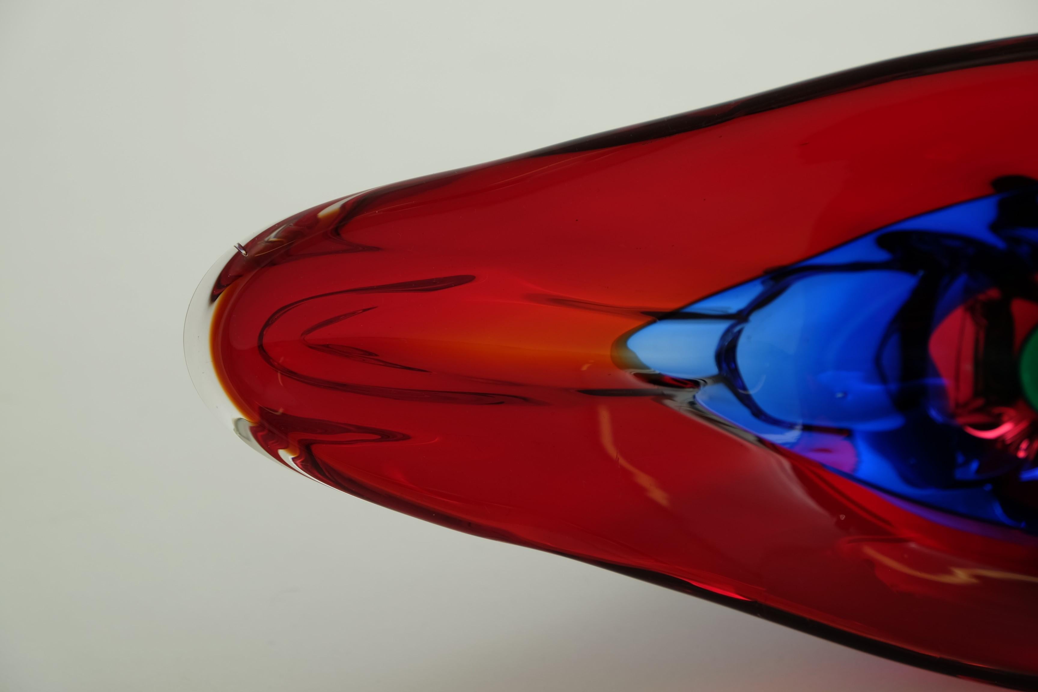 Mid Century Modern Murano Glass Bowl Attributed To Fulvio Bianconi, Italy 1950s For Sale 8