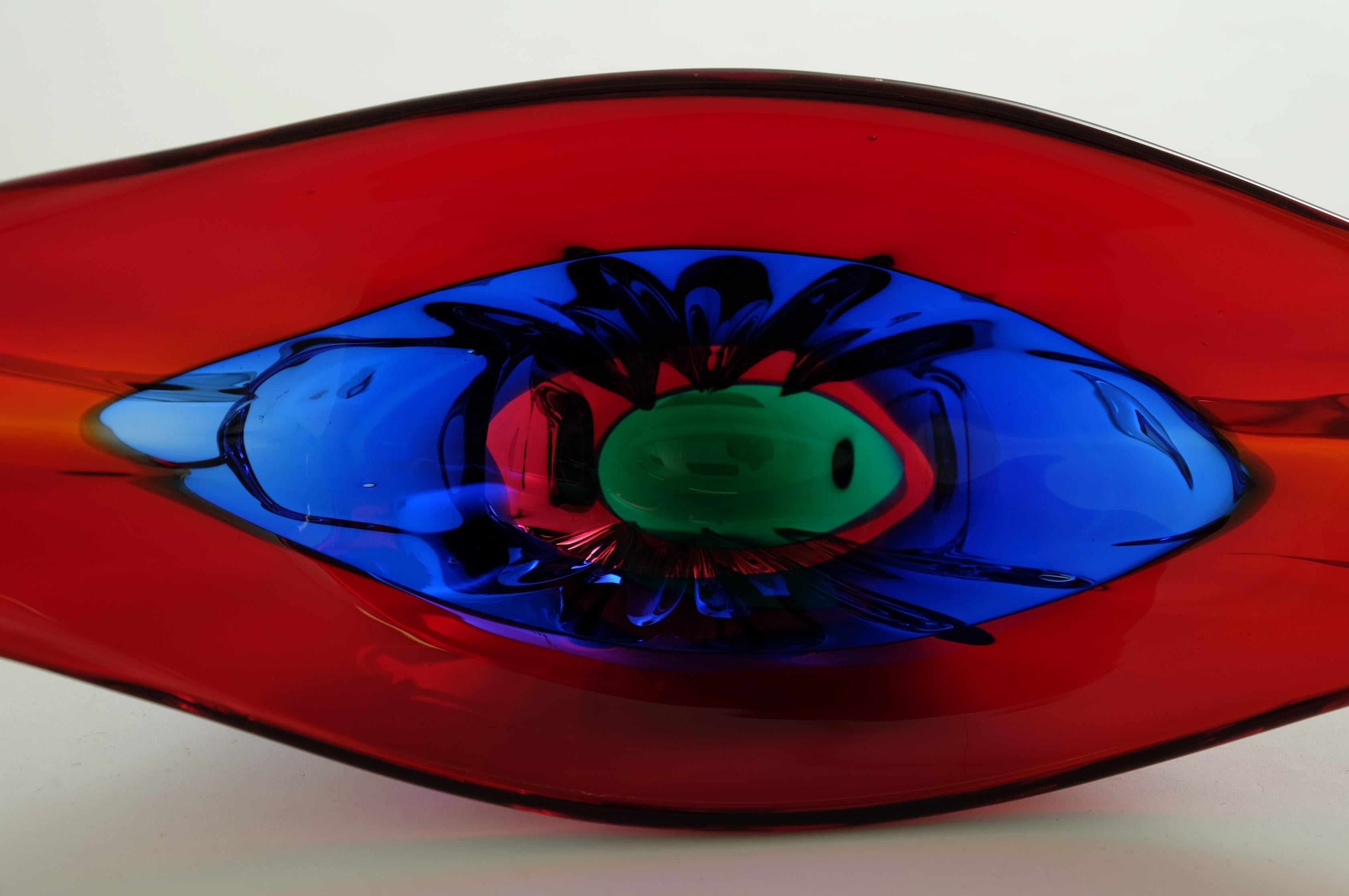 Mid Century Modern Murano Glass Bowl Attributed To Fulvio Bianconi, Italy 1950s For Sale 9