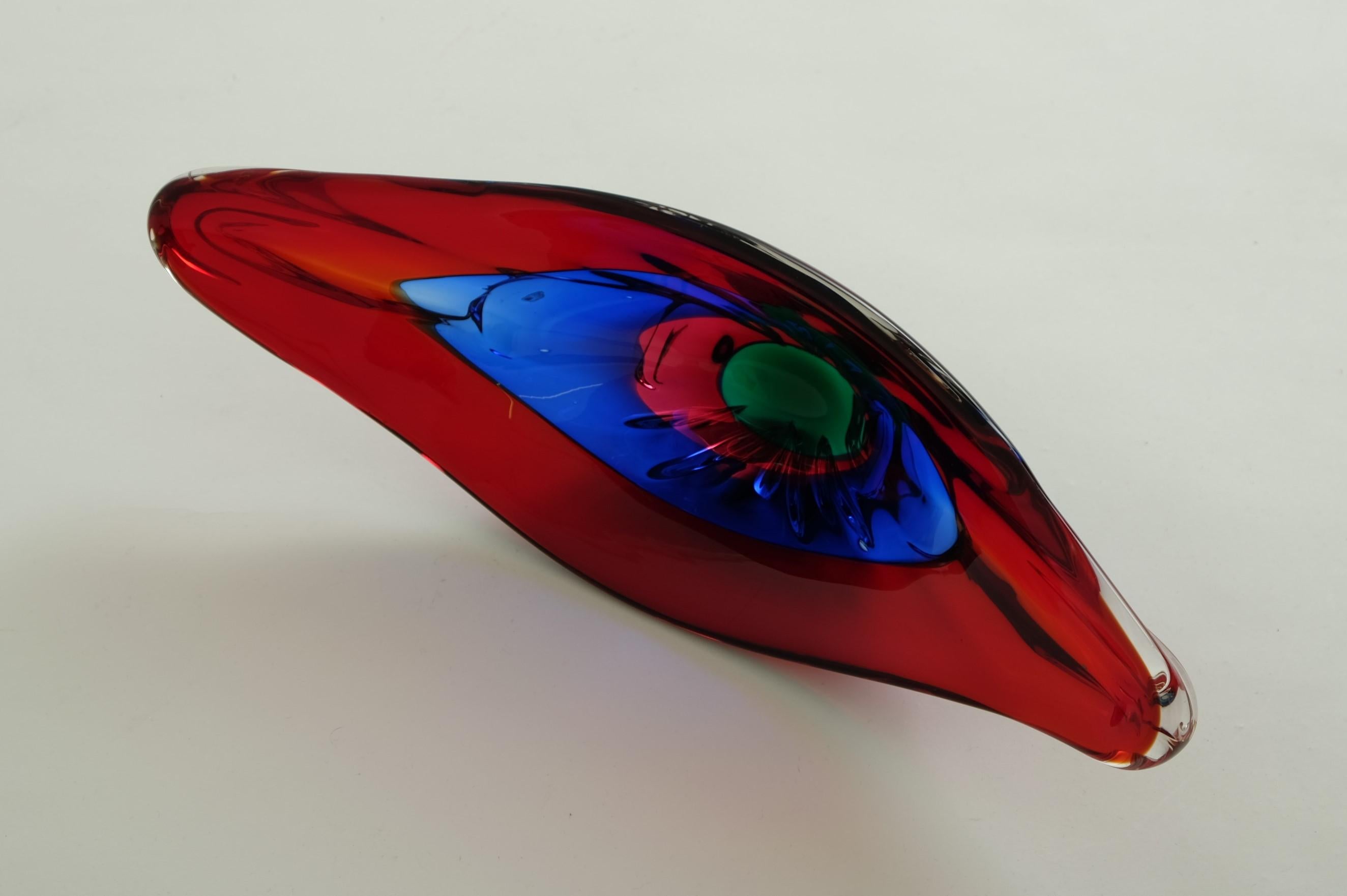 Mid Century Modern Murano Glass Bowl Attributed To Fulvio Bianconi, Italy 1950s For Sale 3