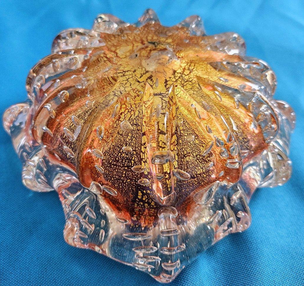Other Murano Glass Bowl w/Gold Leaf & Bullicante, Barovier & Toso For Sale