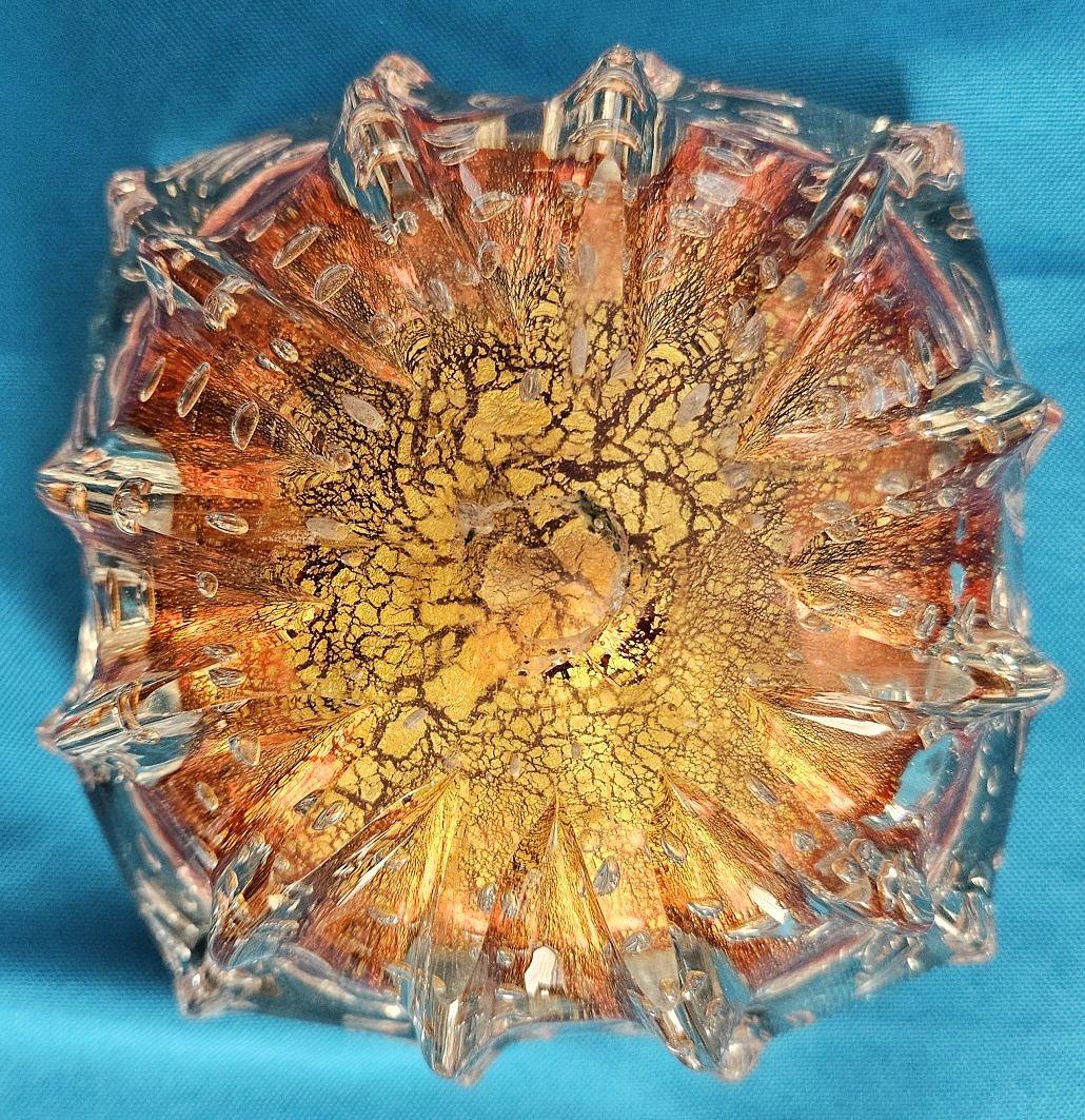 Murano Glass Bowl w/Gold Leaf & Bullicante, Barovier & Toso For Sale 1