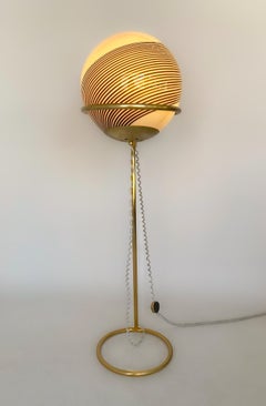 Mid-Century Modern Murano Glass Brass Floor Lamp attr. to Venini, Italy 1960s