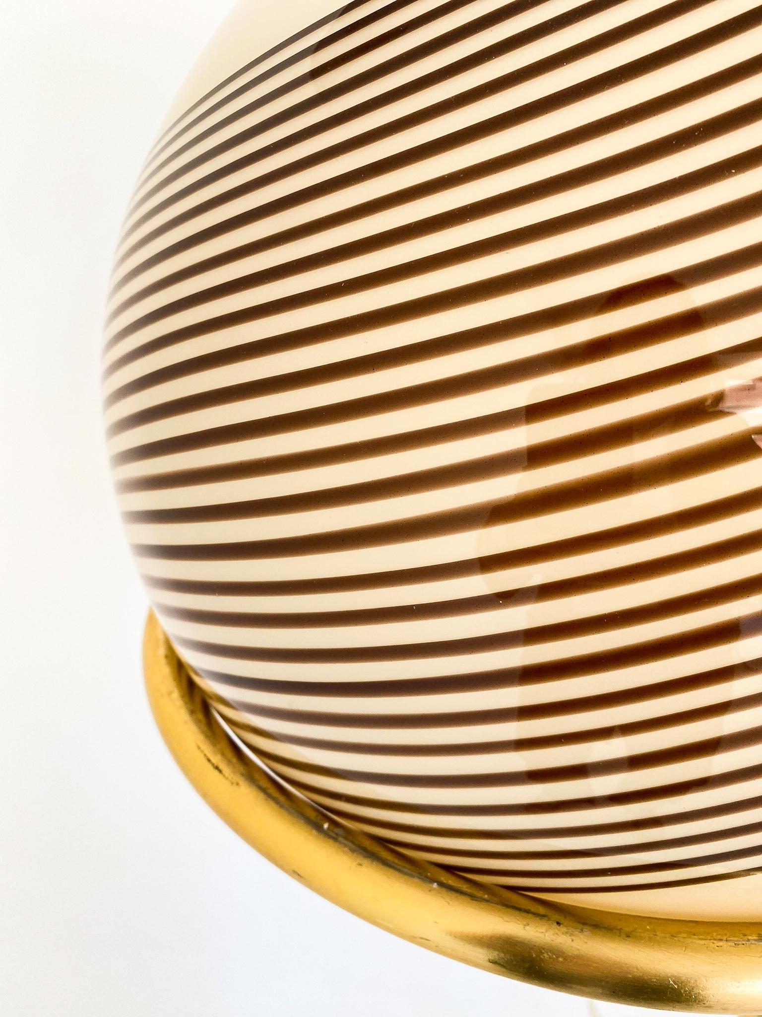 Mid-20th Century Mid-Century Modern Murano Glass Brass Floor Lamp attr. to Venini, Italy 1960s For Sale