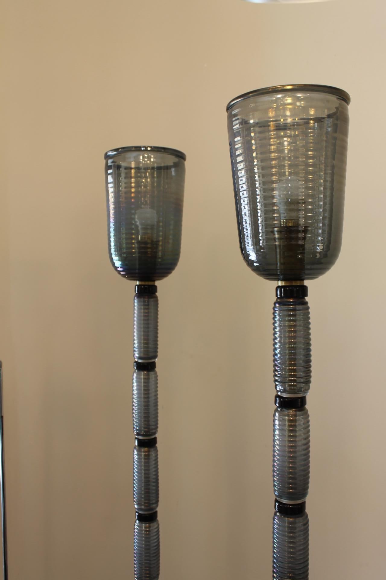 Mid-Century Modern, Murano Glass & Brass Floor Lamps For Sale 8