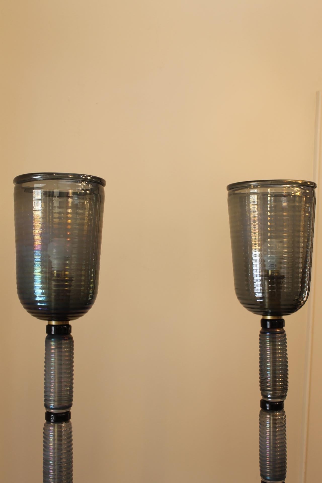 Mid-Century Modern, Murano Glass & Brass Floor Lamps For Sale 11