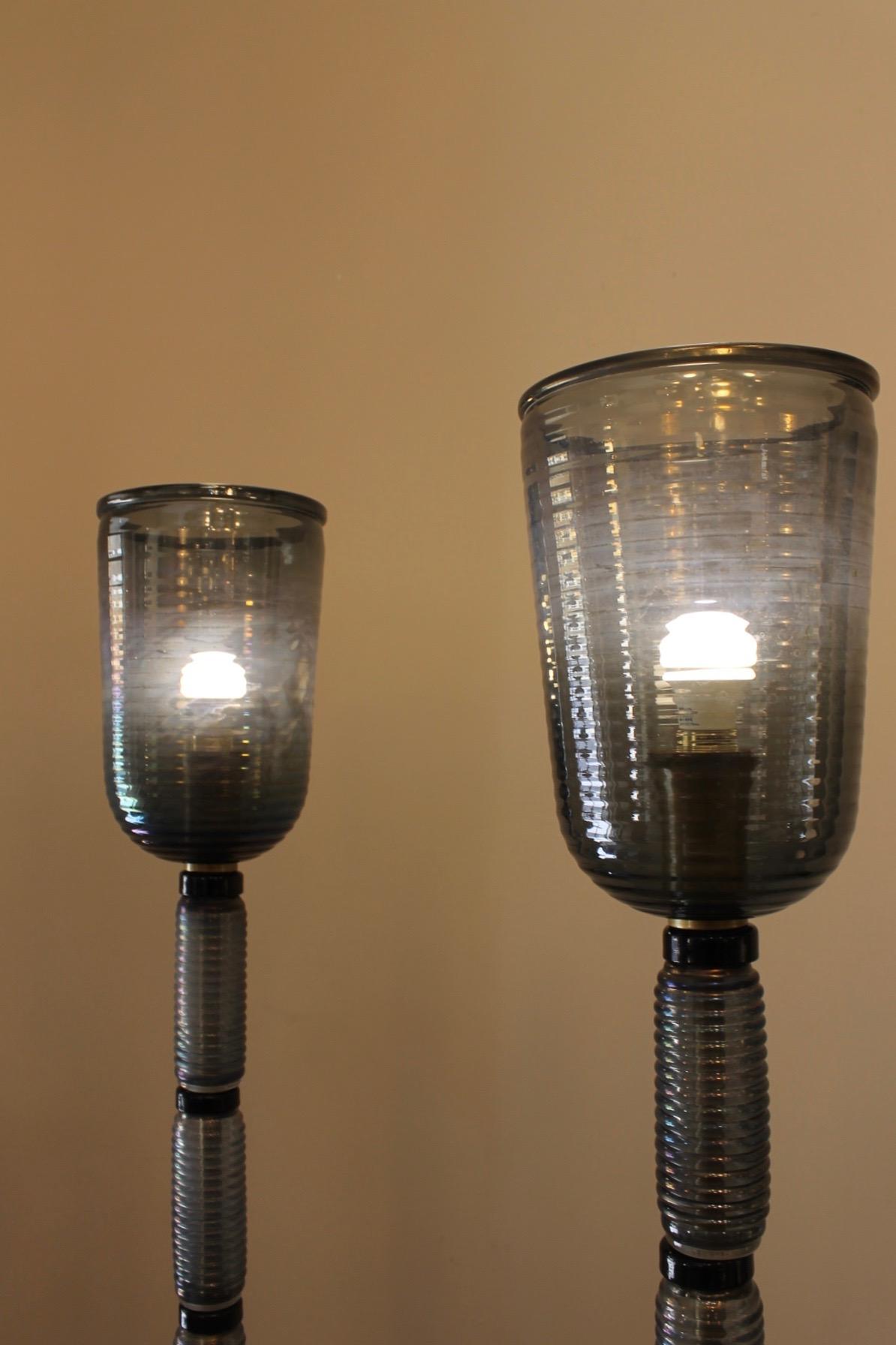 Mid-Century Modern, Murano Glass & Brass Floor Lamps In New Condition For Sale In Nice, FR